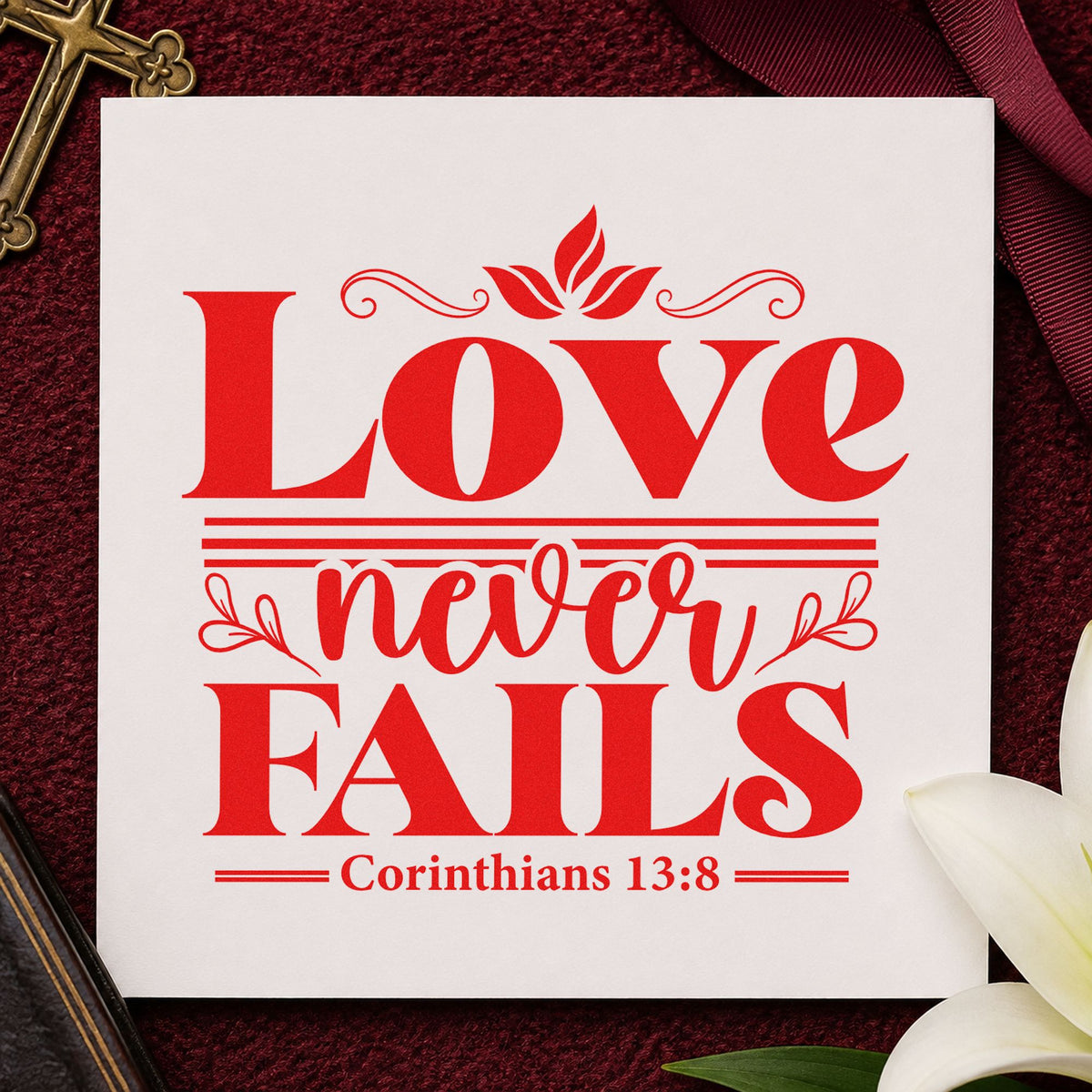 Love Never Fails Self-Inking Craft Stamp in use 7