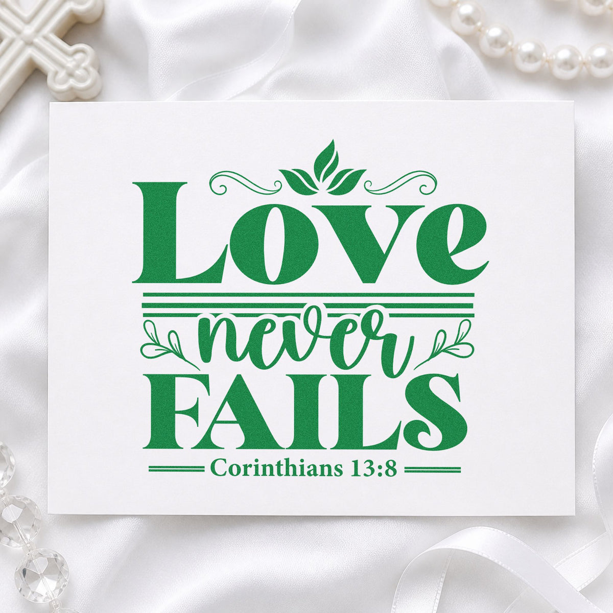 Love Never Fails Self-Inking Craft Stamp in use 8