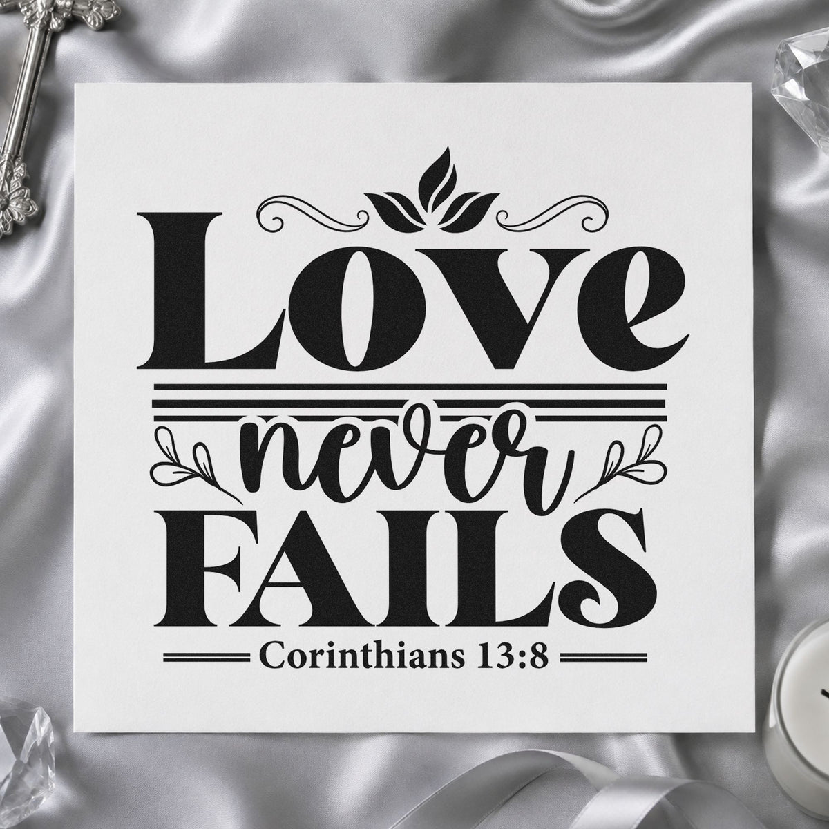 Love Never Fails Wood Handle Stamp in use 9