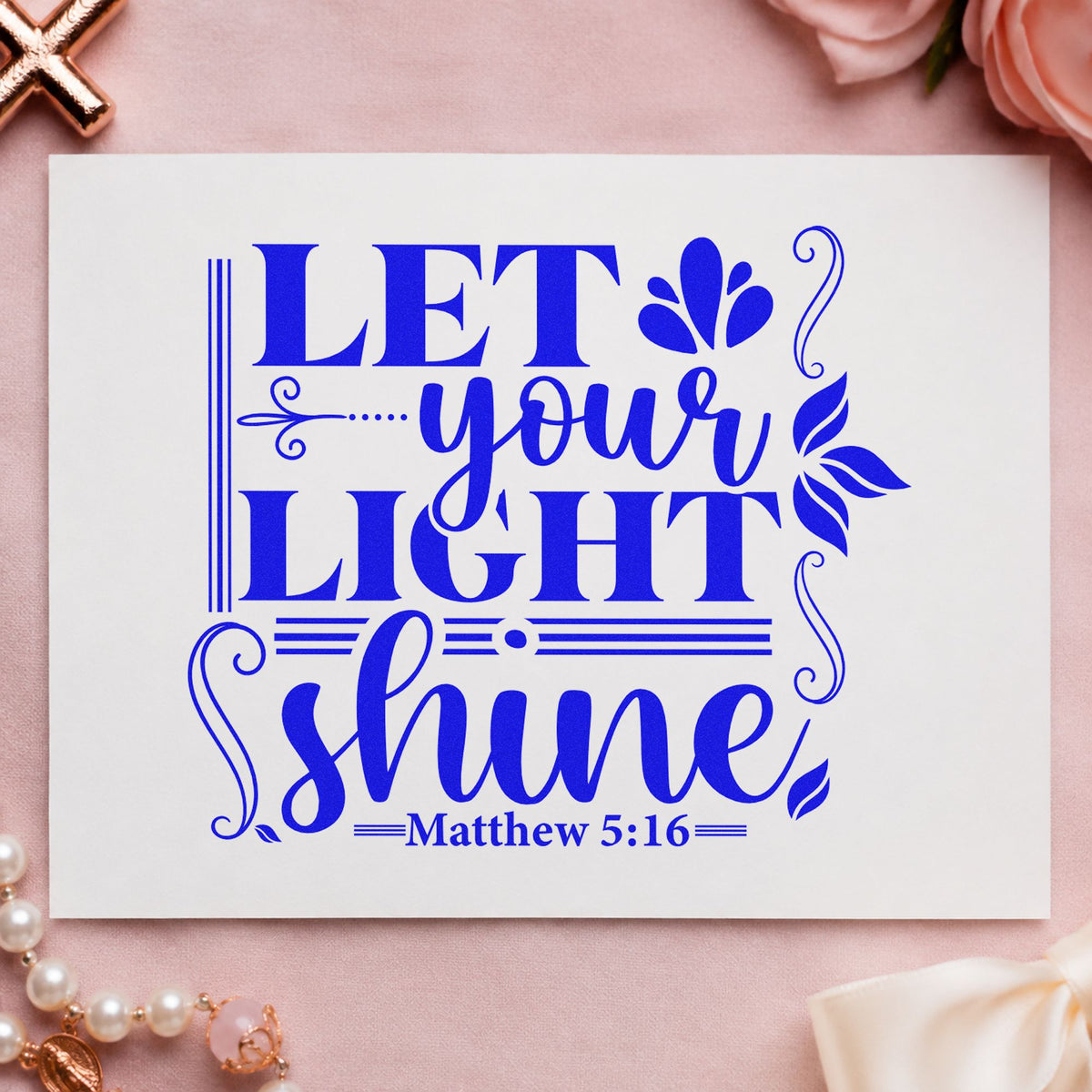 Let Your Light Shine Scrolls Rubber Stamp – Duo Hand in use 5