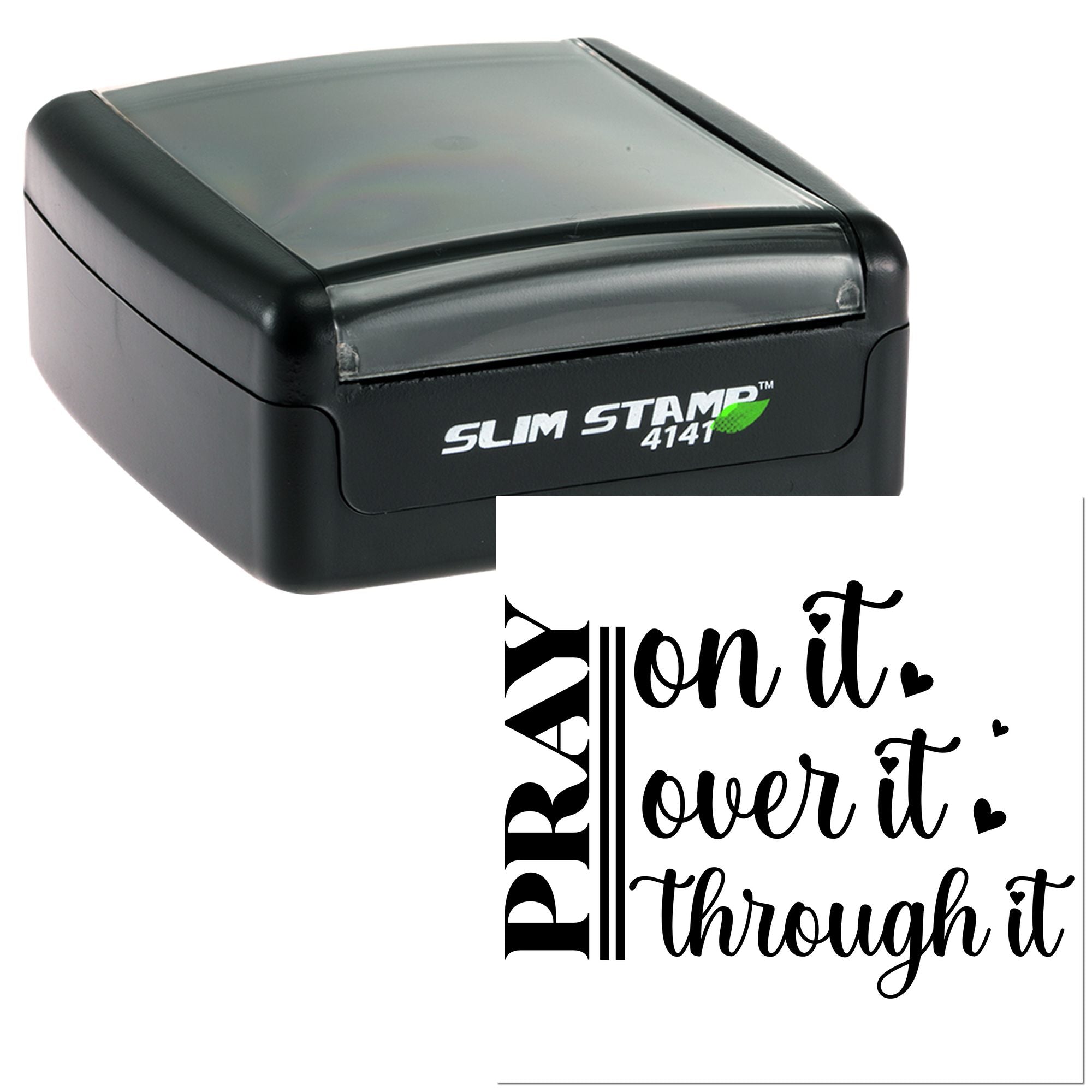 Slim Stamp 4141 self-inking rubber stamp showing a custom RAW inspirational design for paper crafting and branding.