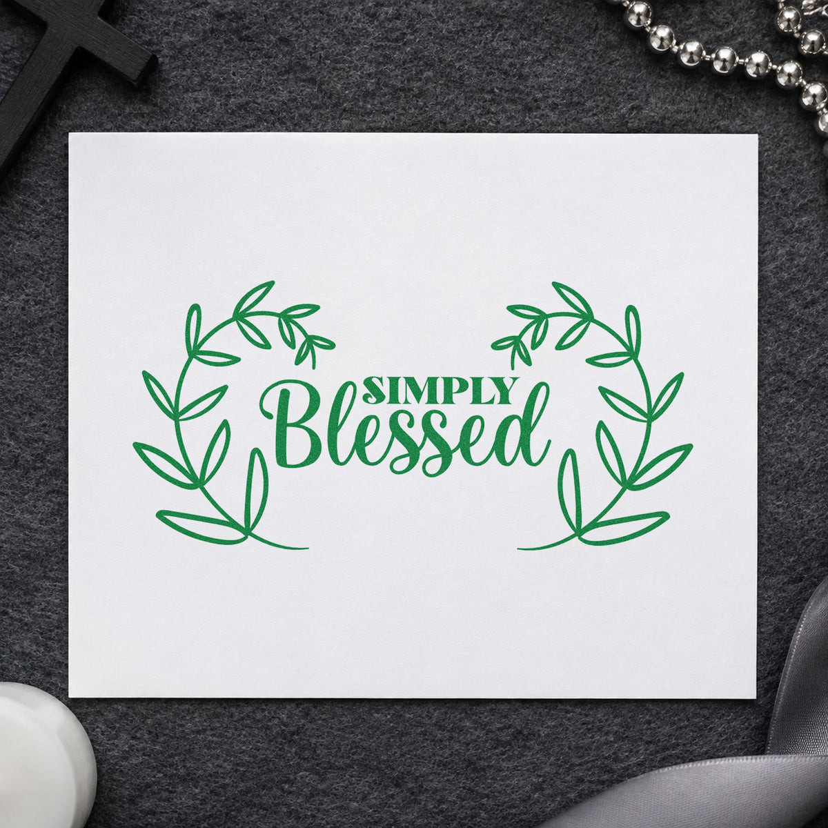 Simply Blessed Leaf Wreath Stamp – PSI Pre-Inked in use 3