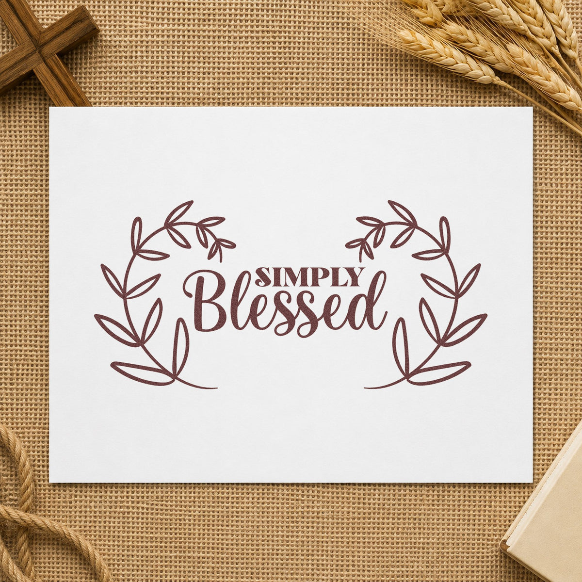 Simply Blessed Leaf Wreath Stamp – PSI Pre-Inked in use 4