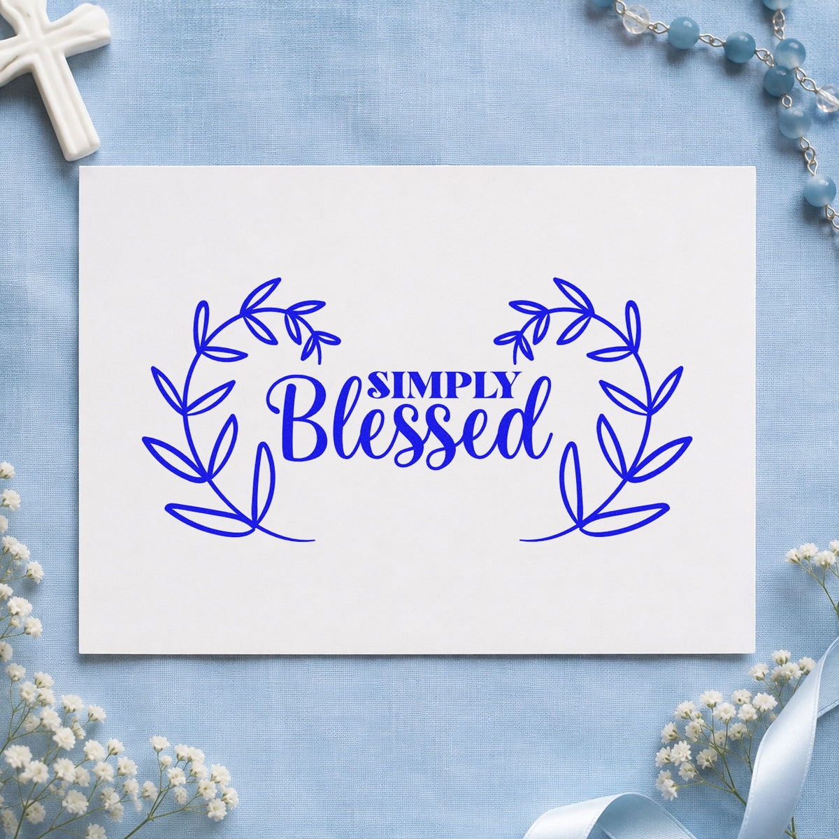 Simply Blessed Leaf Wreath Slim Pre-Inked Stamp in use 6