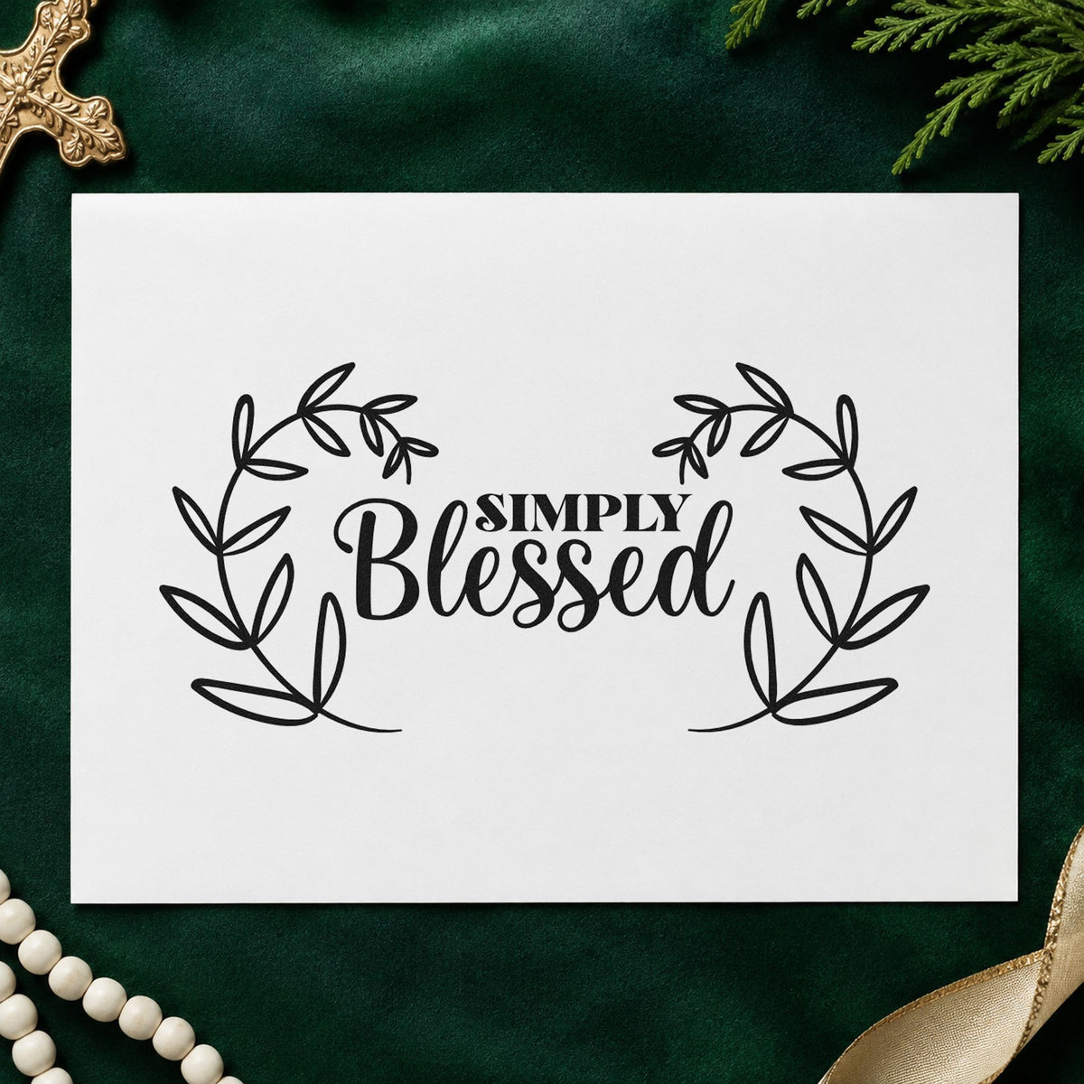 Simply Blessed Leaf Wreath Stamp – PSI Pre-Inked in use 9
