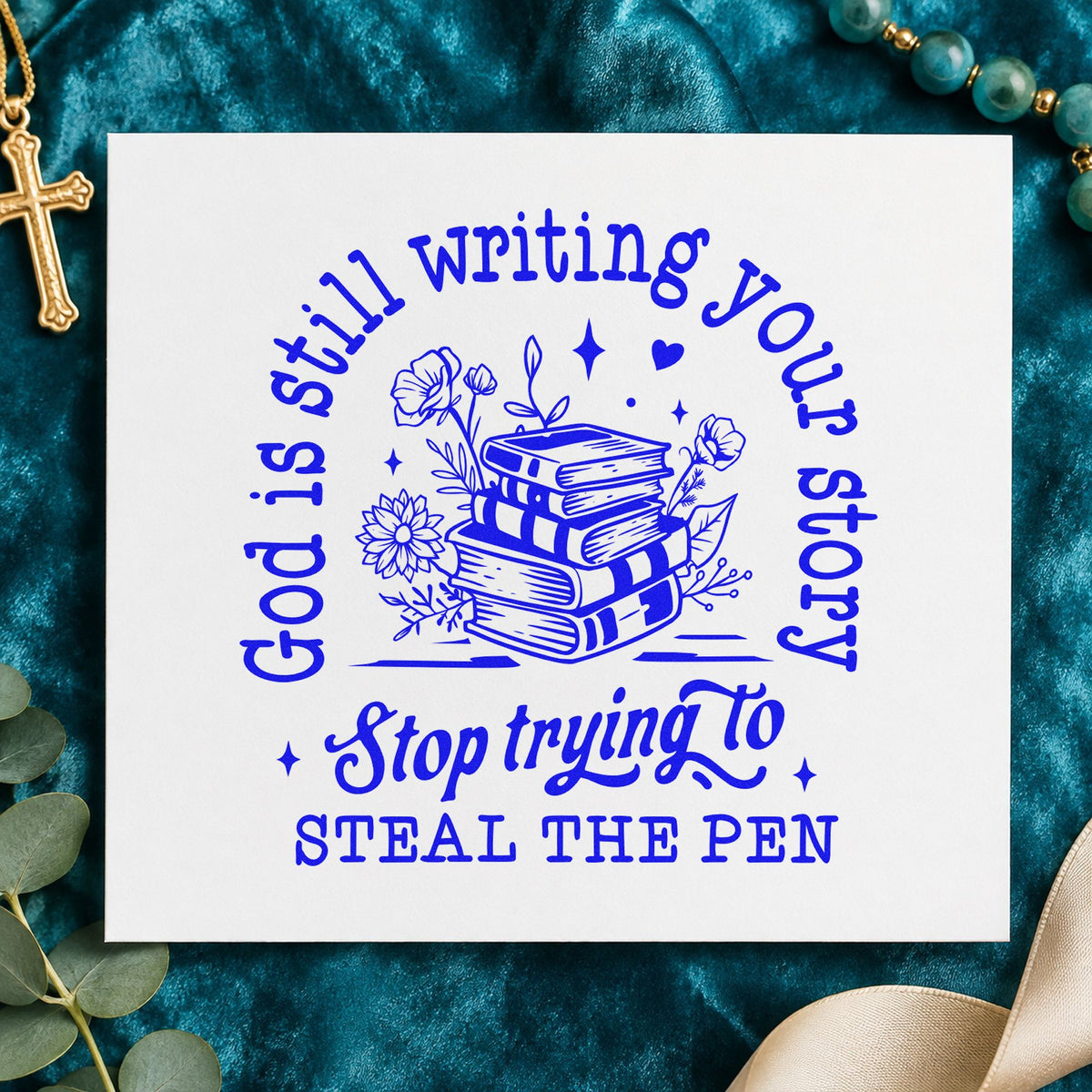 God Is Writing Your Story Books Self-Inking Stamp in use 5