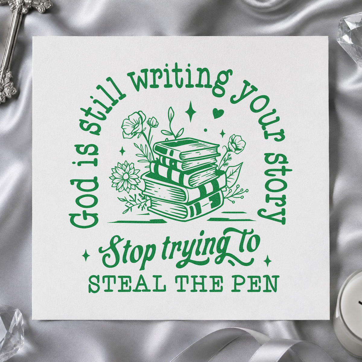 God Is Writing Your Story Books Self-Inking Stamp in use 8