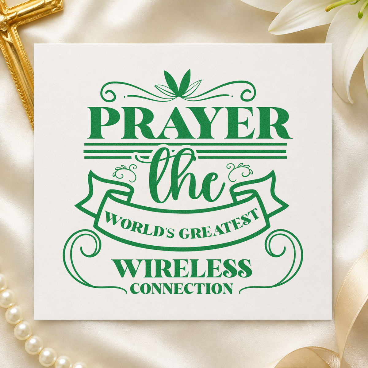 Prayer Wireless Ribbon Lettering Flourish PSI Pre-Inked Stamp in use 3