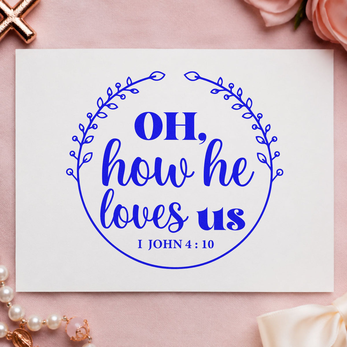 Oh, How He Loves Us Rubber Stamp – Duo Hand in use 5