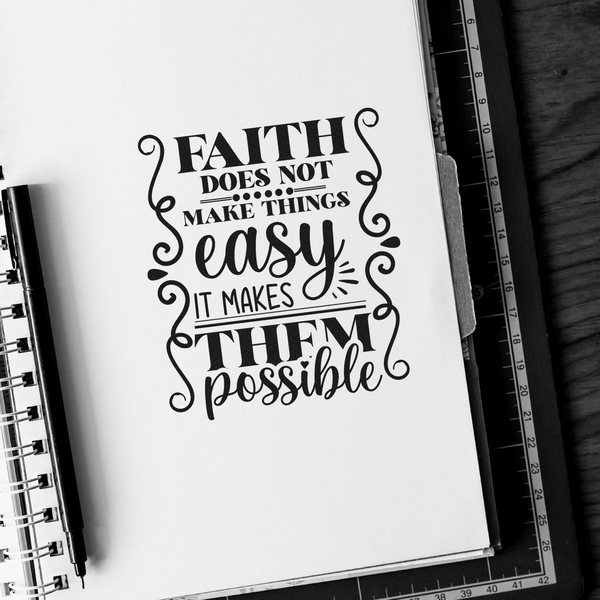 Faith does not make things easy, it makes them possible faith quote rubber stamp for journals, Bible crafts, and planners