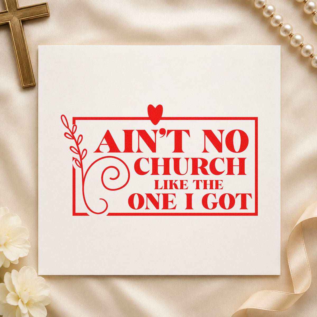 Ain't No Church Leafy Frame Stamp – PSI Pre-Inked in use 7