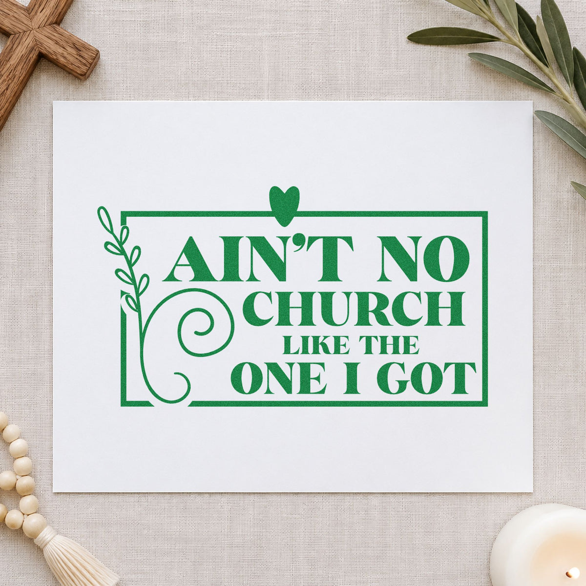 Ain't No Church Leafy Frame Stamp – PSI Pre-Inked in use 8