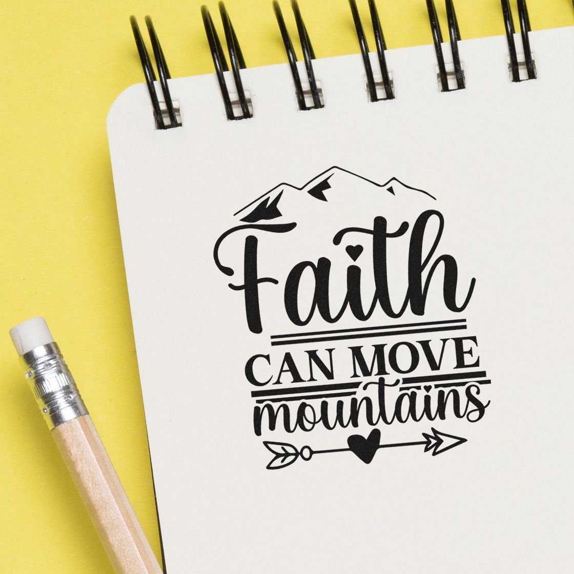 Faith can move mountains rubber stamp design for inspirational Bible journaling and craft projects