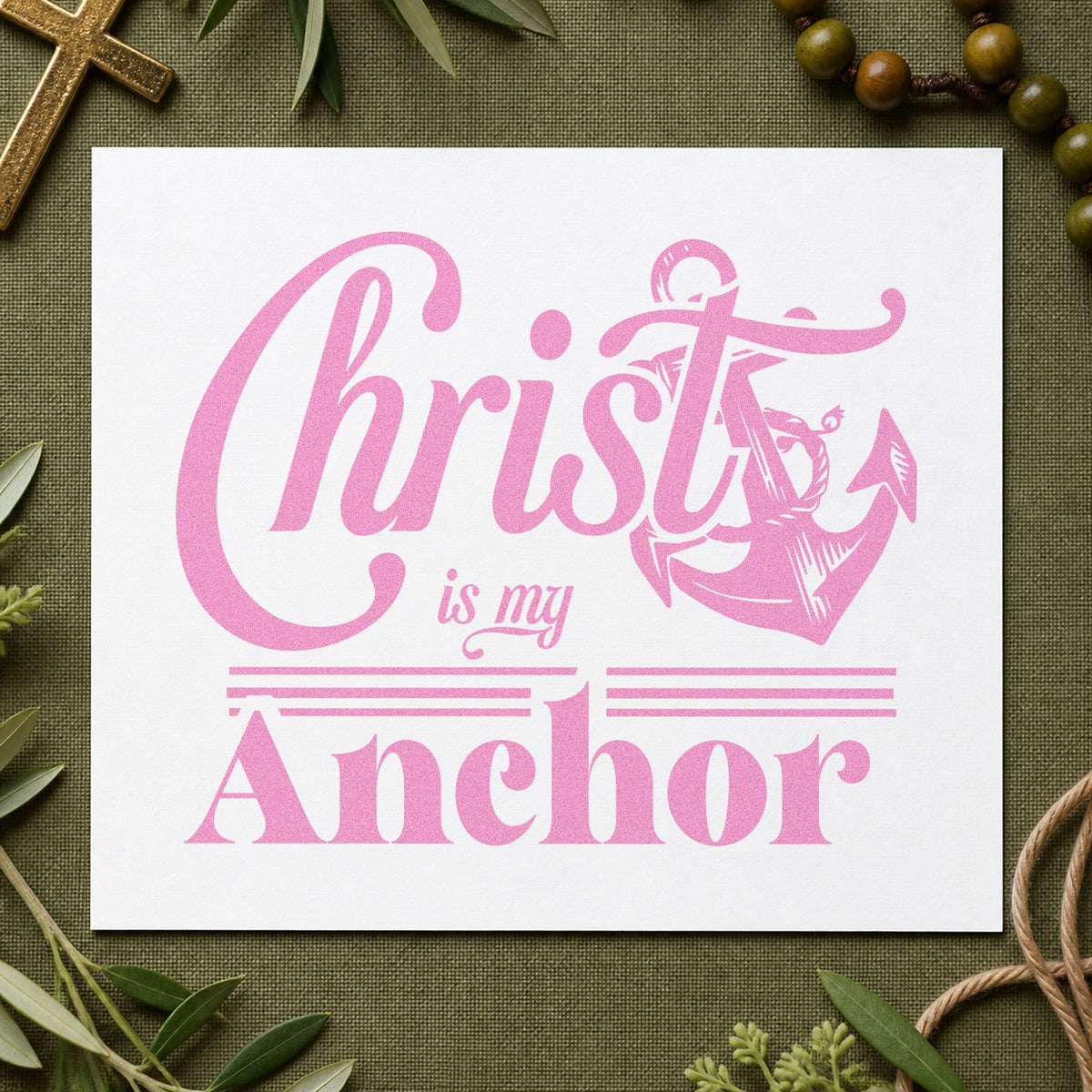 Christ Is My Anchor Script Lettering Rubber Stamp – Wood Handle in use 10