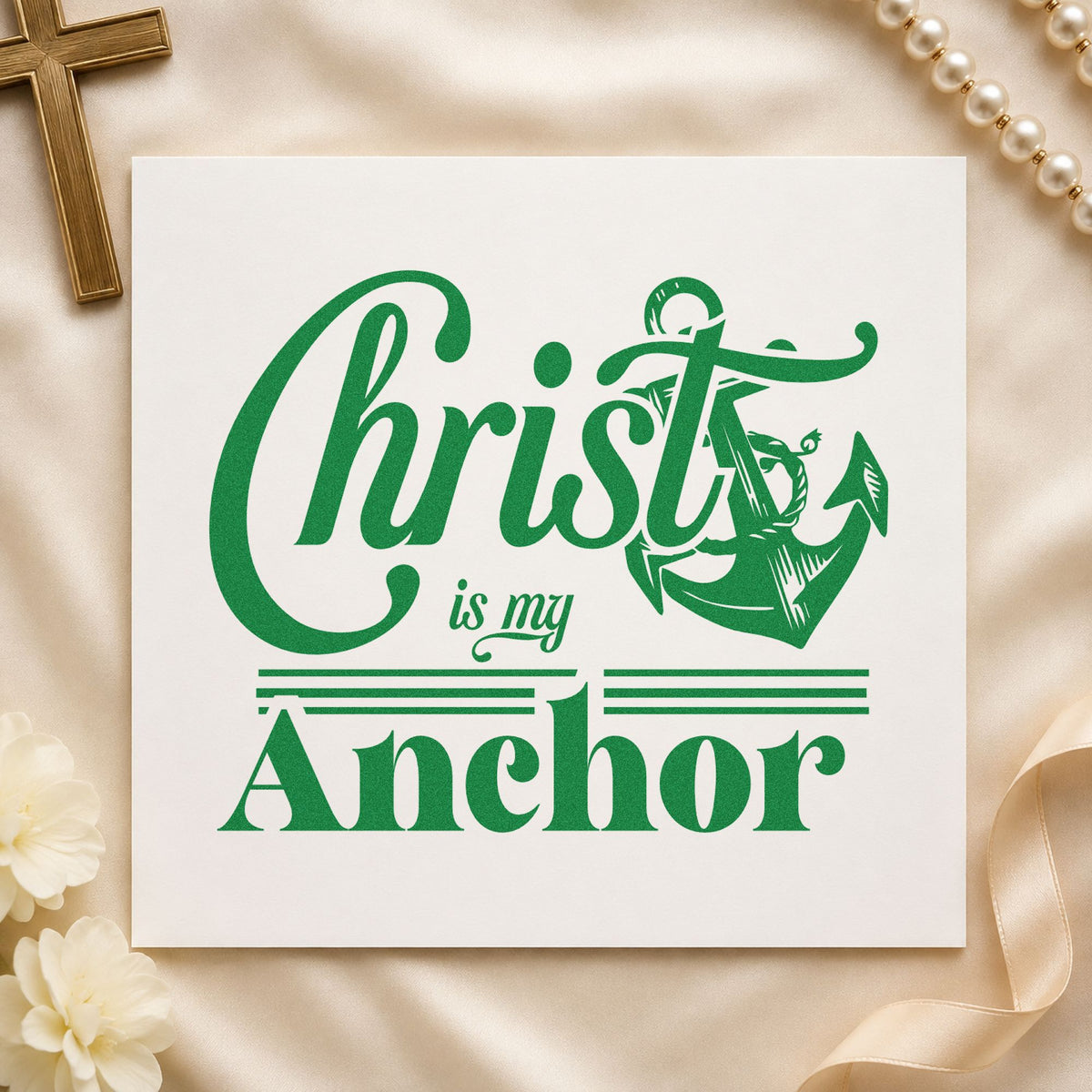Christ Is My Anchor Script Lettering Rubber Stamp – Wood Handle in use 3