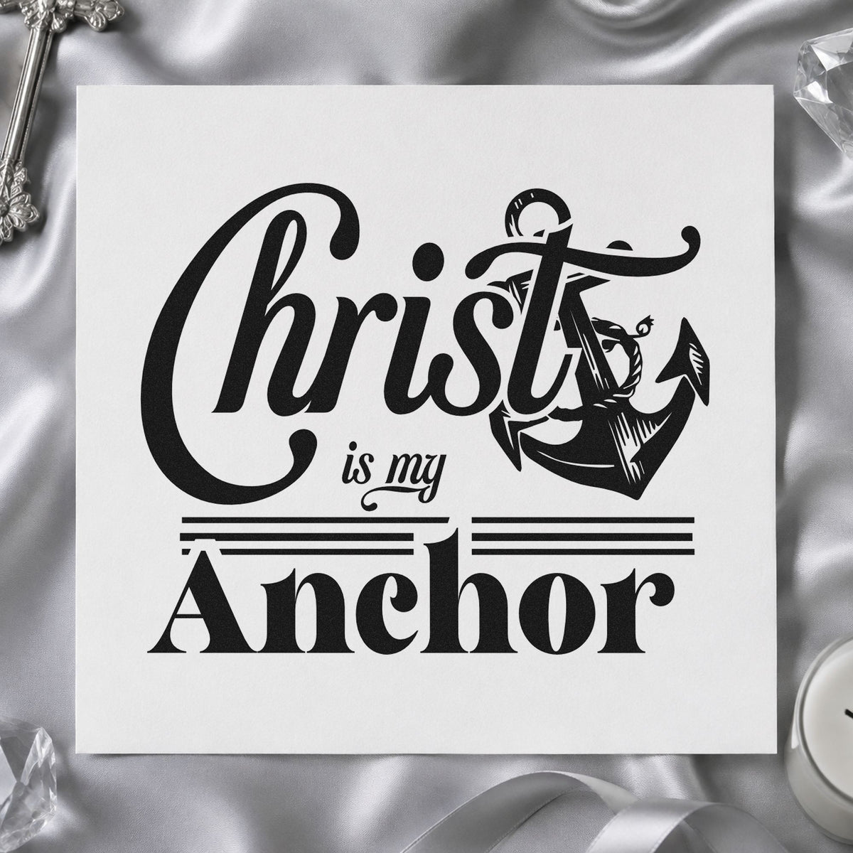 Christ Is My Anchor Script Lettering Rubber Stamp – Wood Handle in use 9