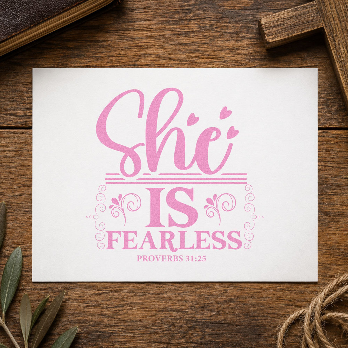 She Is Fearless Rubber Stamp – Duo Hand in use 10