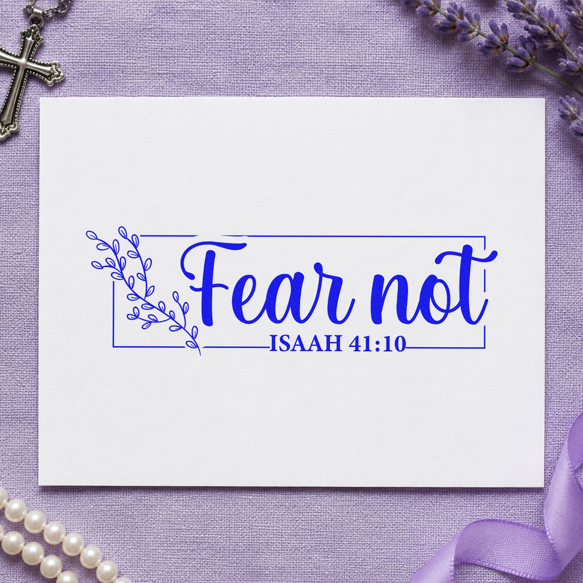 Fear Not Leafy Frame Wood Handle Stamp in use 5