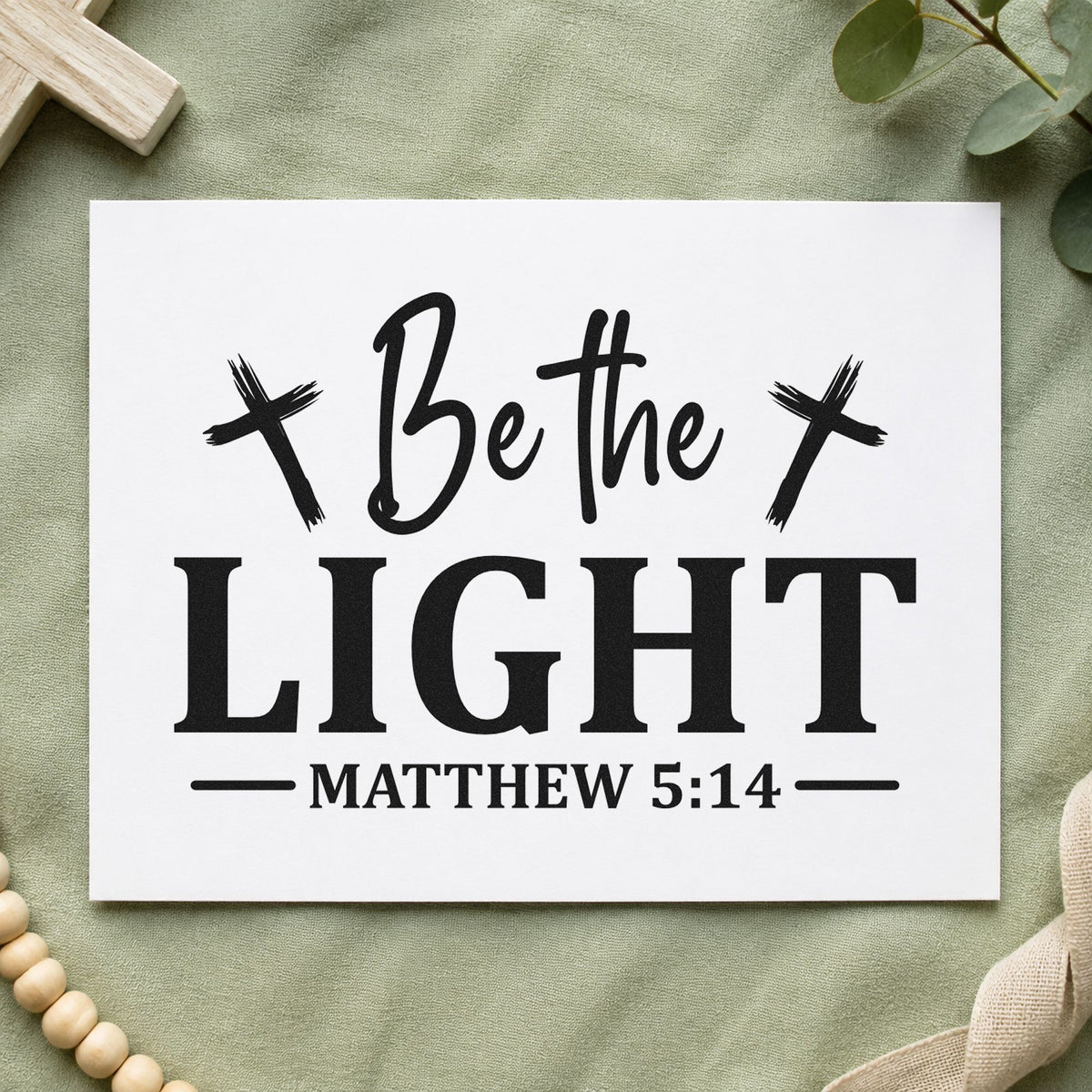 Be The Light Crosses With Cross Pre-Inked Stamp – Slim in use 9