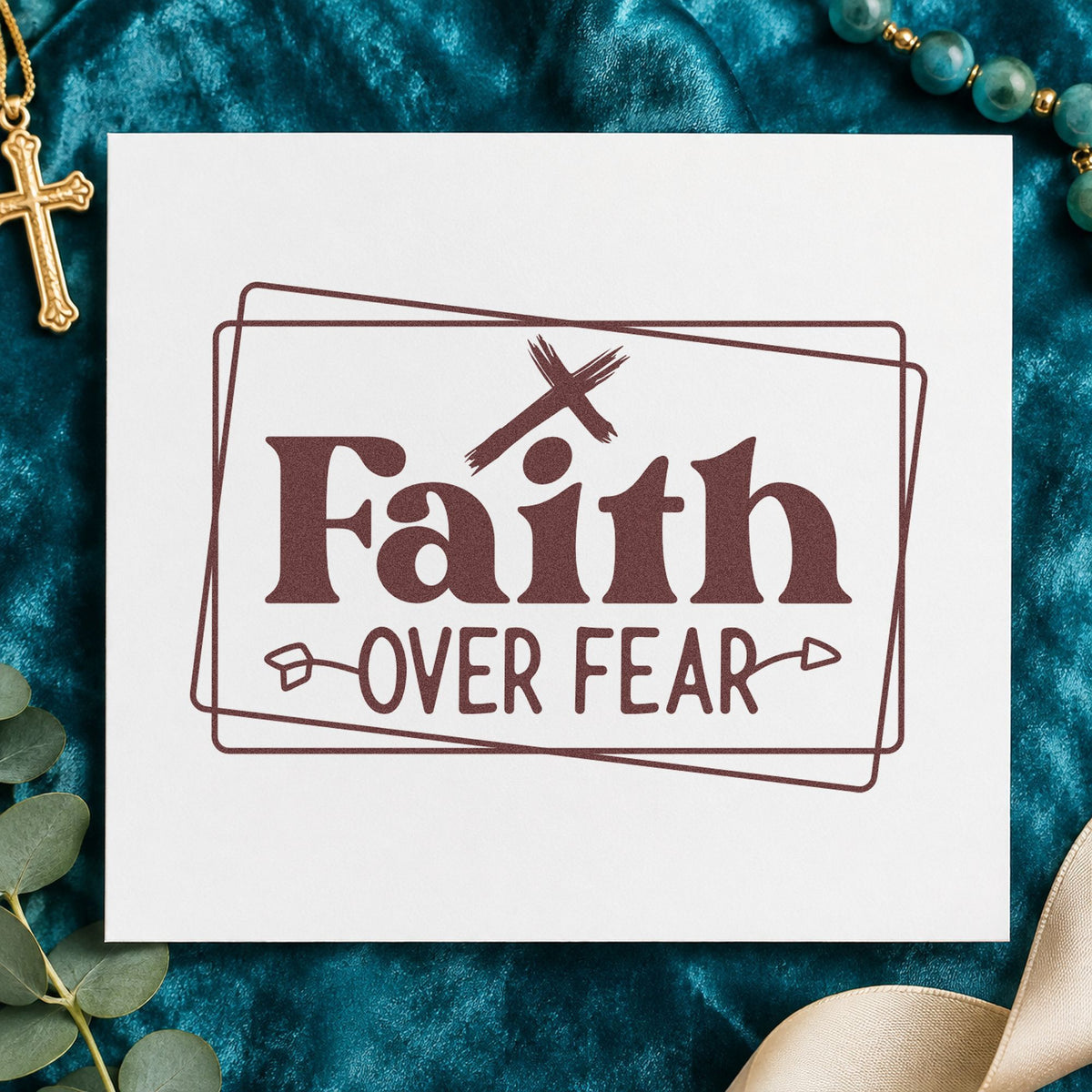 Faith Over Fear Double Framed Lettering Stamp – Slim Pre-Inked in use 4