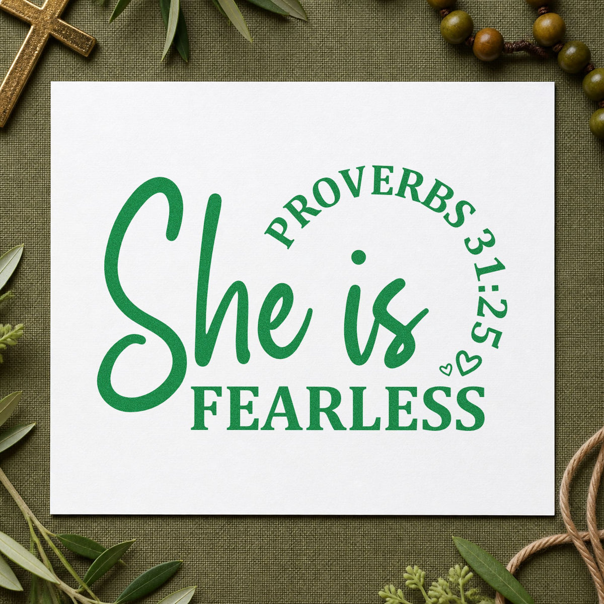 She Is Fearless Script Lettering PSI Pre-Inked Stamp in use 3