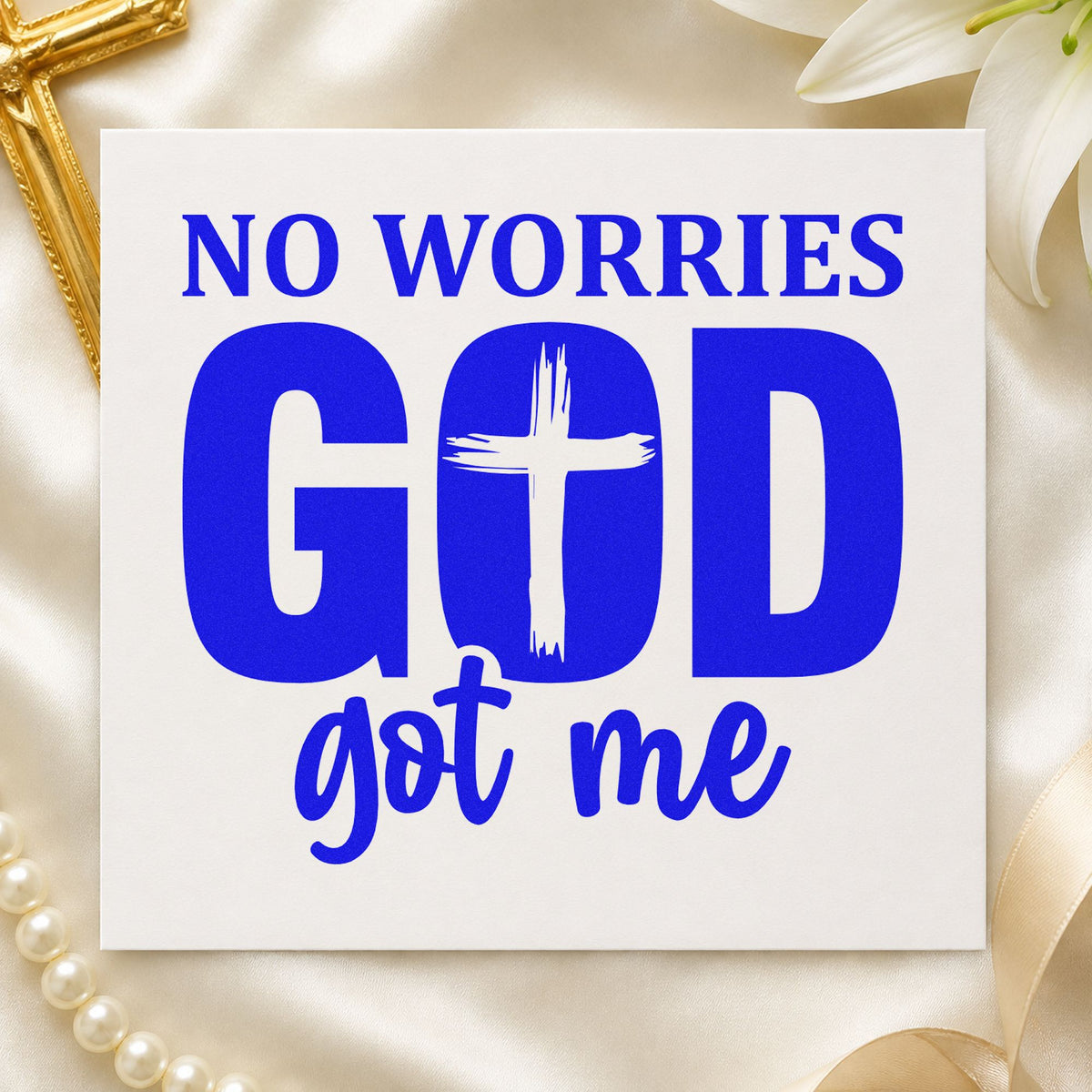No Worries God Got Me Cross Hand Stamp – Duo in use 5