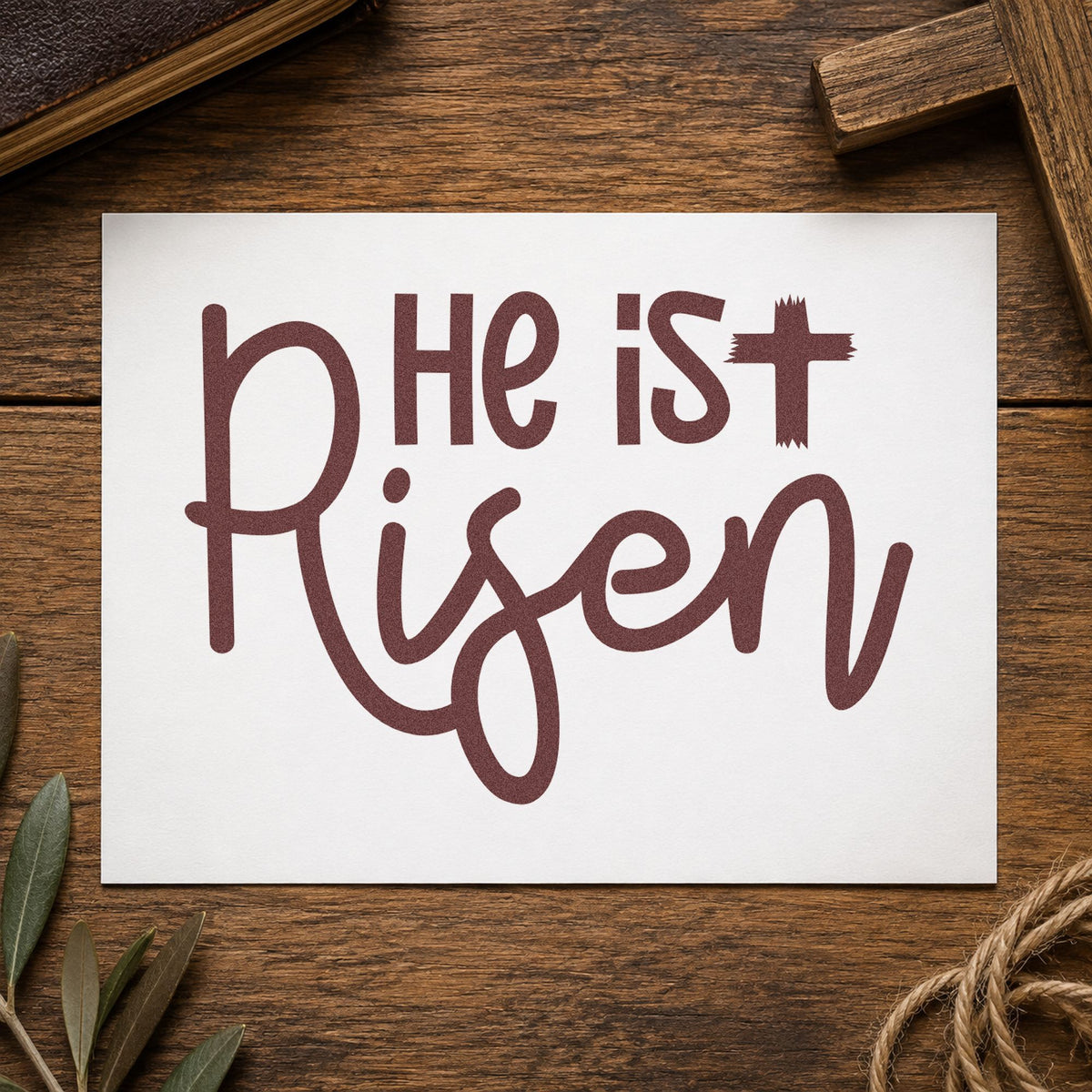 He Is Risen Script Lettering Stamp – Self-Inking in use 4