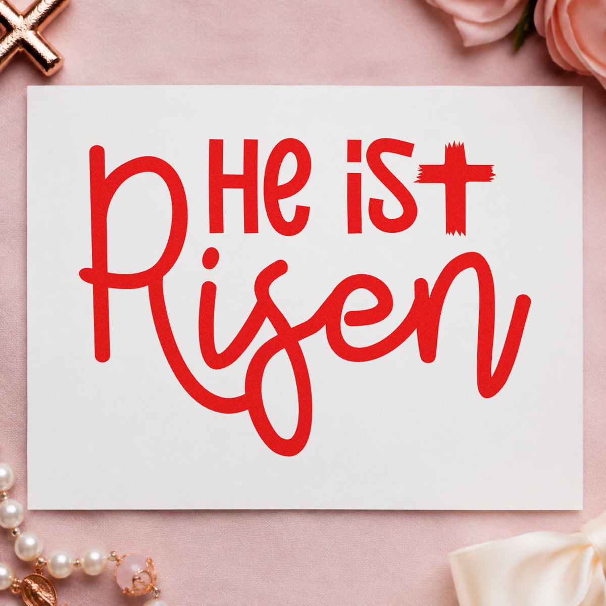 He Is Risen Script Lettering Duo Hand Stamp in use 7