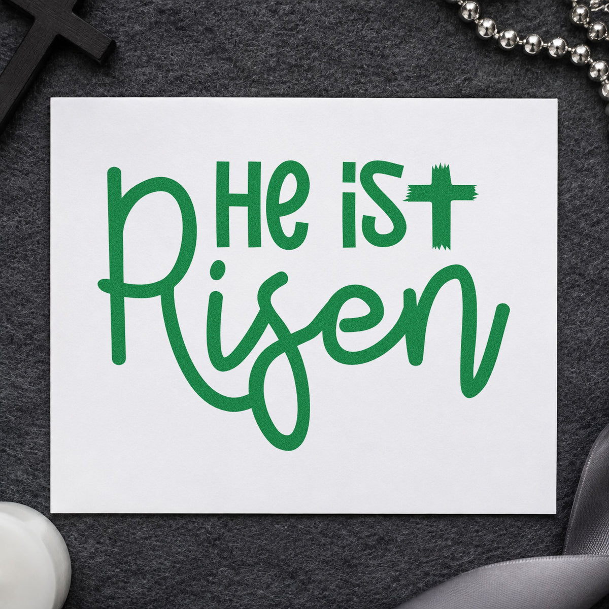 He Is Risen Script Lettering Stamp – Self-Inking in use 8