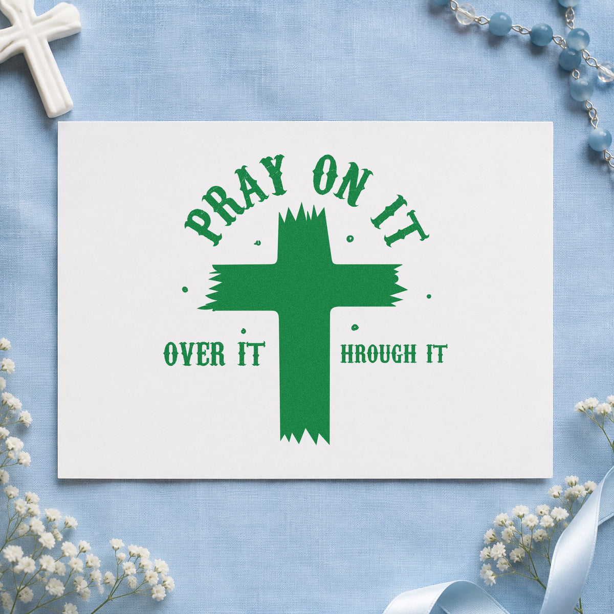 Pray On It Brush Cross Pre-Inked Stamp – PSI in use 3