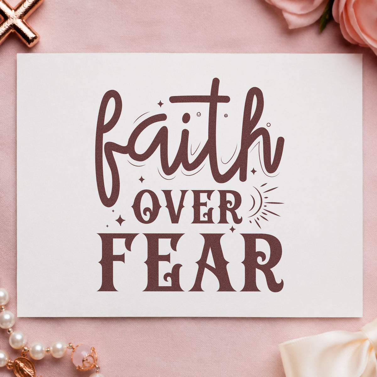 Faith Over Fear Sunburst With Sparkles Stamp – Slim Pre-Inked in use 4