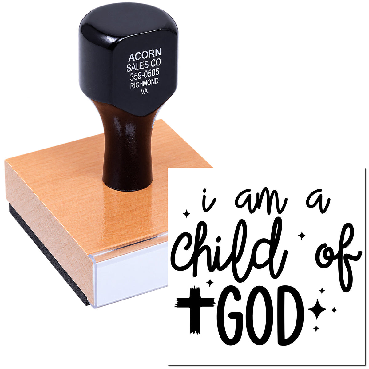 Christian rubber stamp with I am a child of God design for faith-based crafts, Bible journaling, and handmade cards.