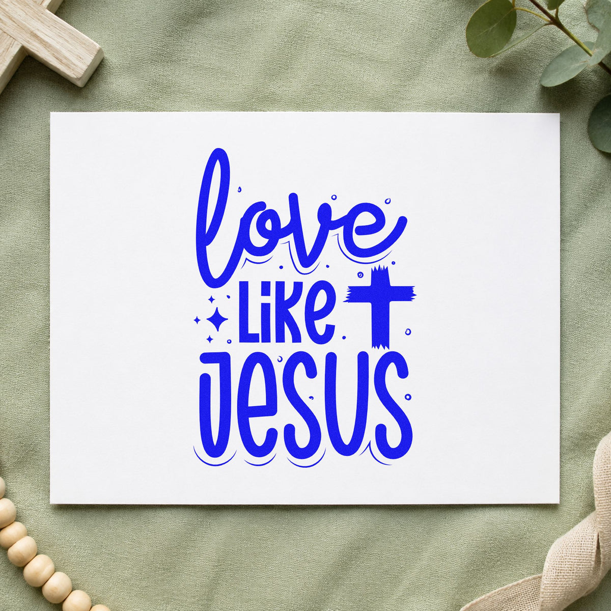 Love Like Jesus Cross Accent Hand Stamp – Duo in use 6