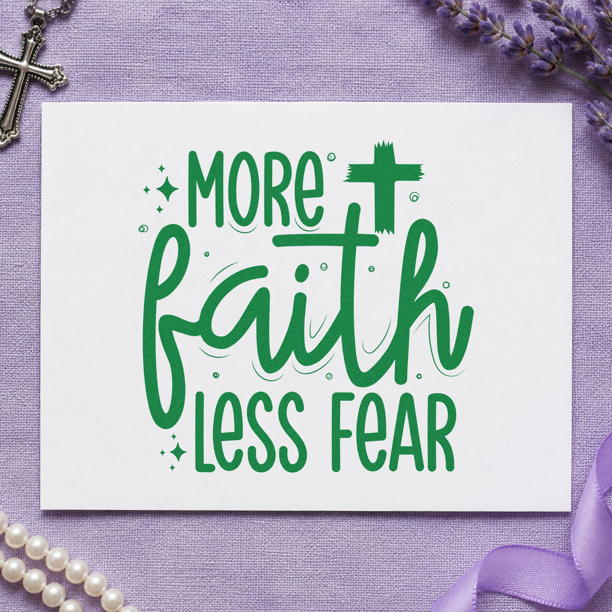 More Faith Less Fear Stamp – Wood Handle in use 3