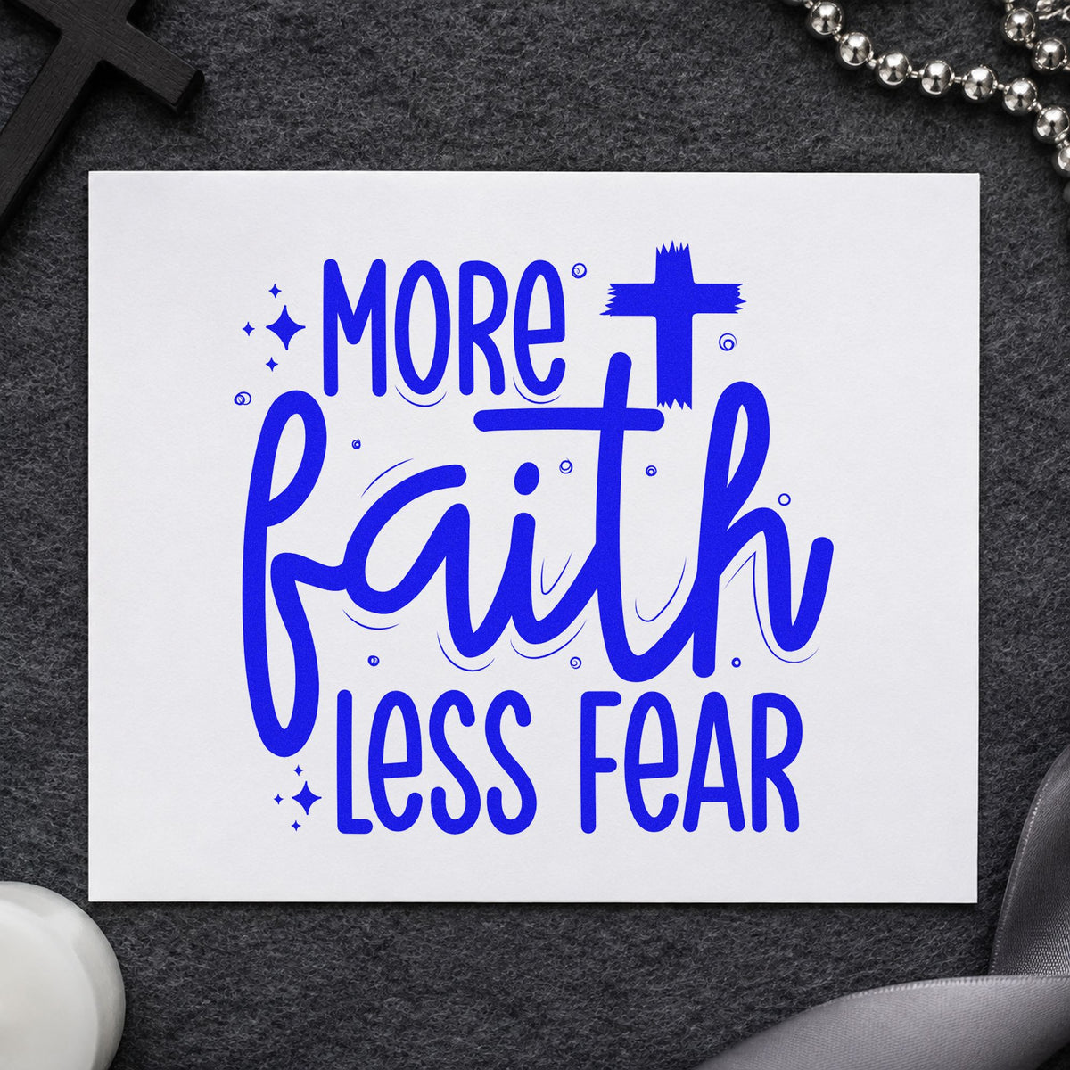 More Faith Less Fear Stamp – Wood Handle in use 6