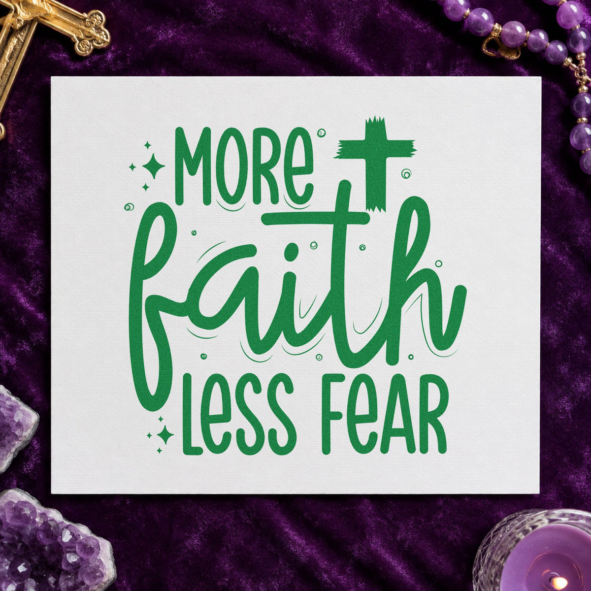 More Faith Less Fear Stamp – Wood Handle in use 8