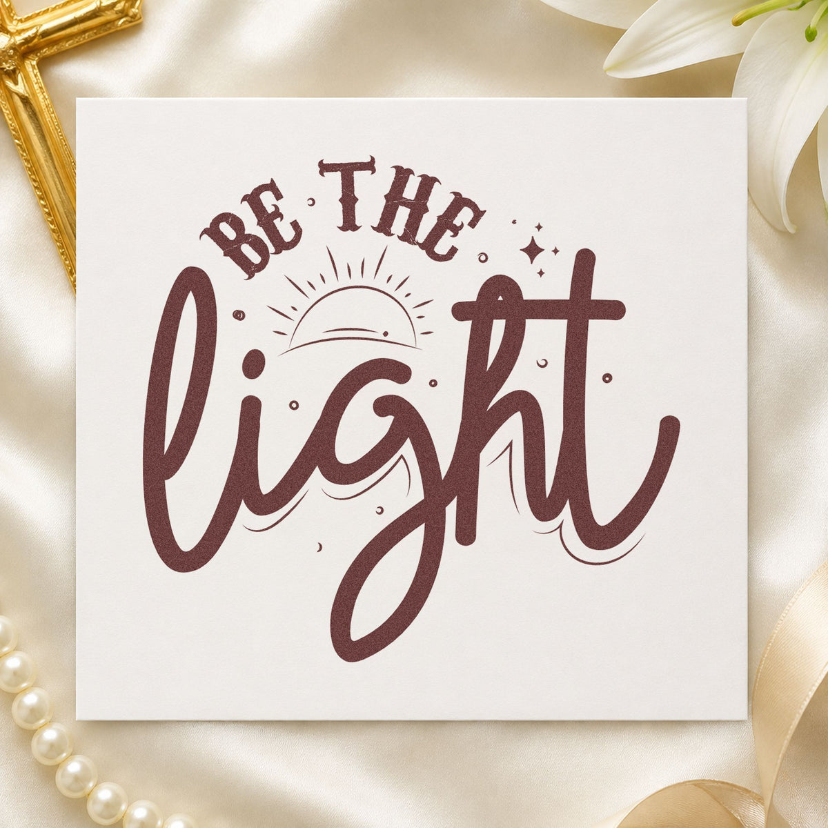 Be The Light Sunrise Script Lettering Slim Pre-Inked Stamp in use 4