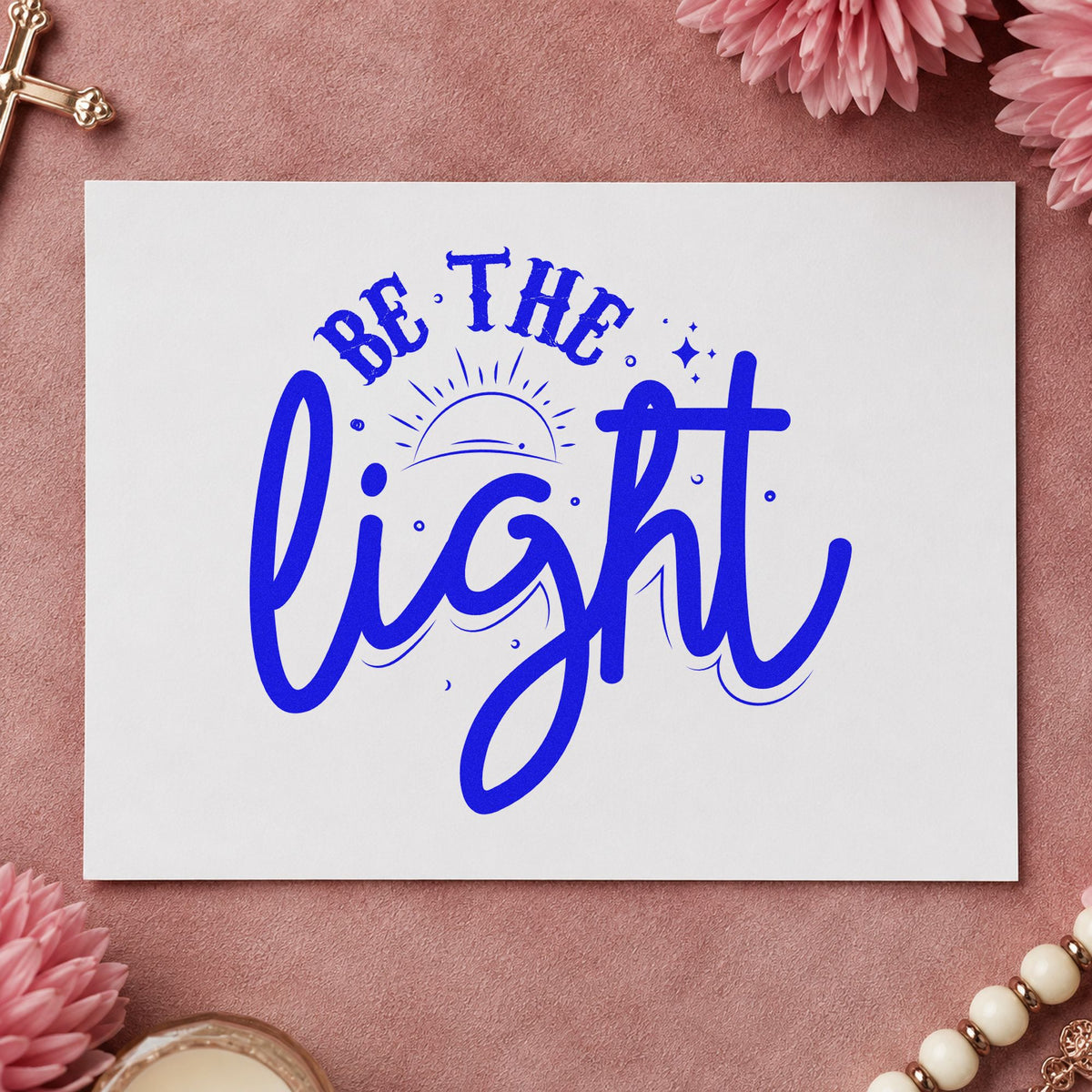Be The Light Sunrise Script Lettering Slim Pre-Inked Stamp in use 5
