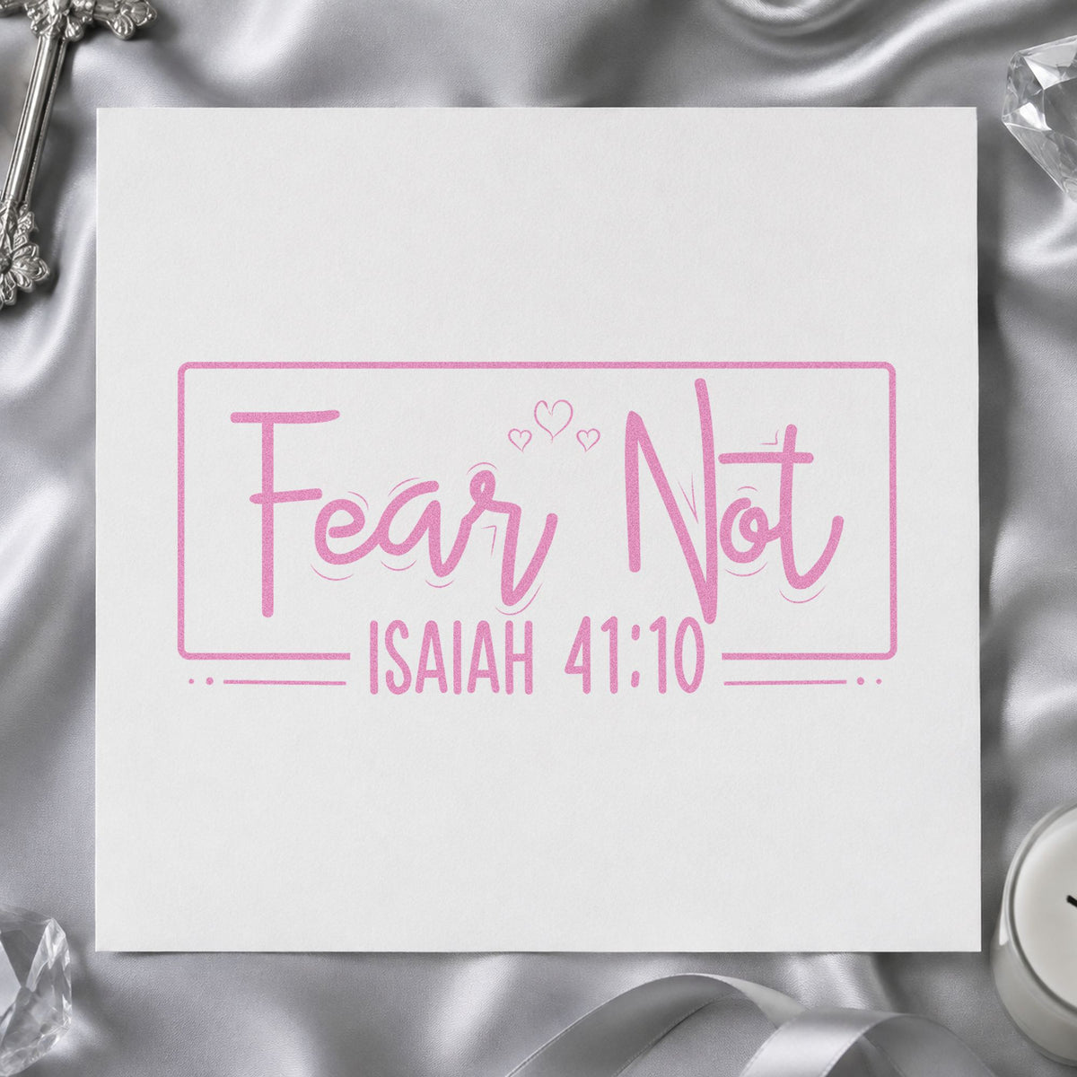 Fear Not Heart Frame Rubber Stamp – Duo Hand in use 10