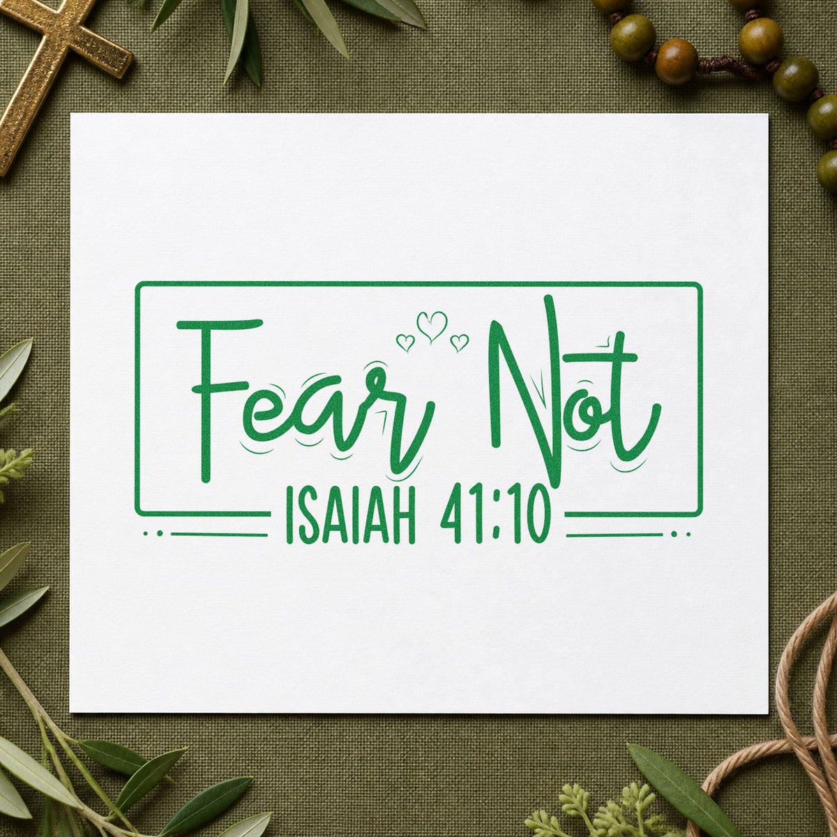 Fear Not Heart Frame Rubber Stamp – Duo Hand in use 3