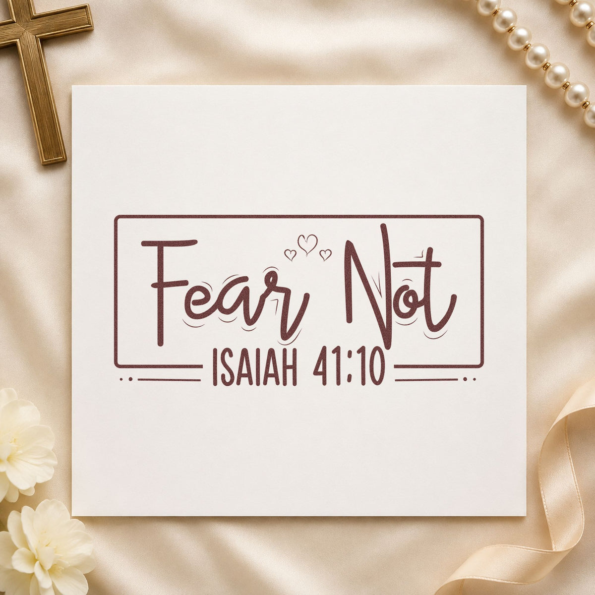 Fear Not Heart Frame Rubber Stamp – Duo Hand in use 4