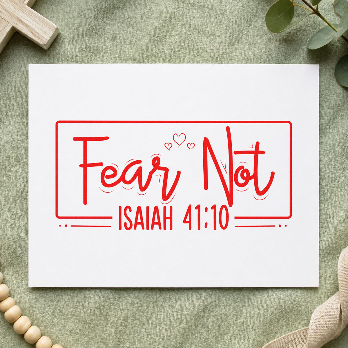 Fear Not Heart Frame Rubber Stamp – Duo Hand in use 7