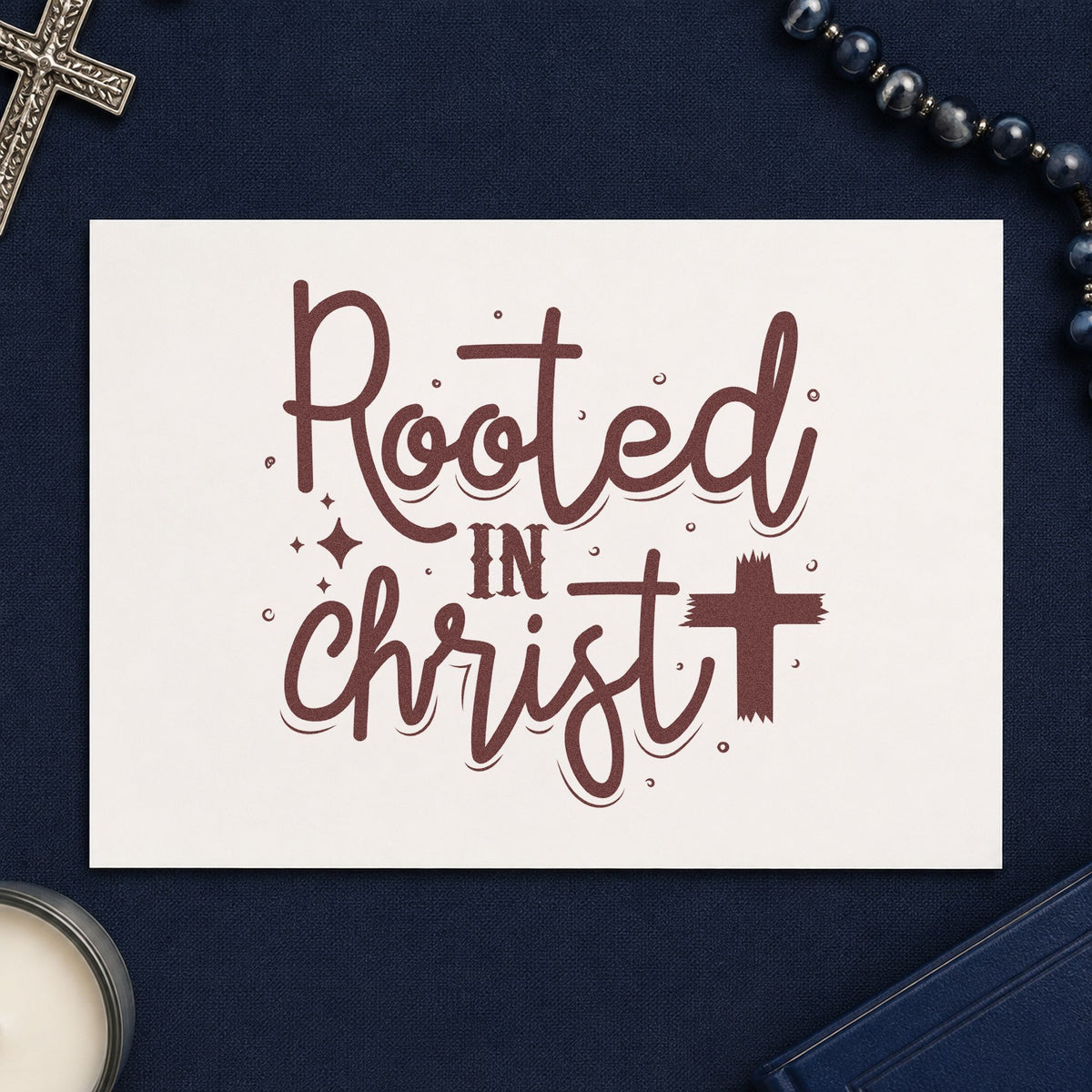 Rooted In Christ Script Slim Pre-Inked Stamp in use 4