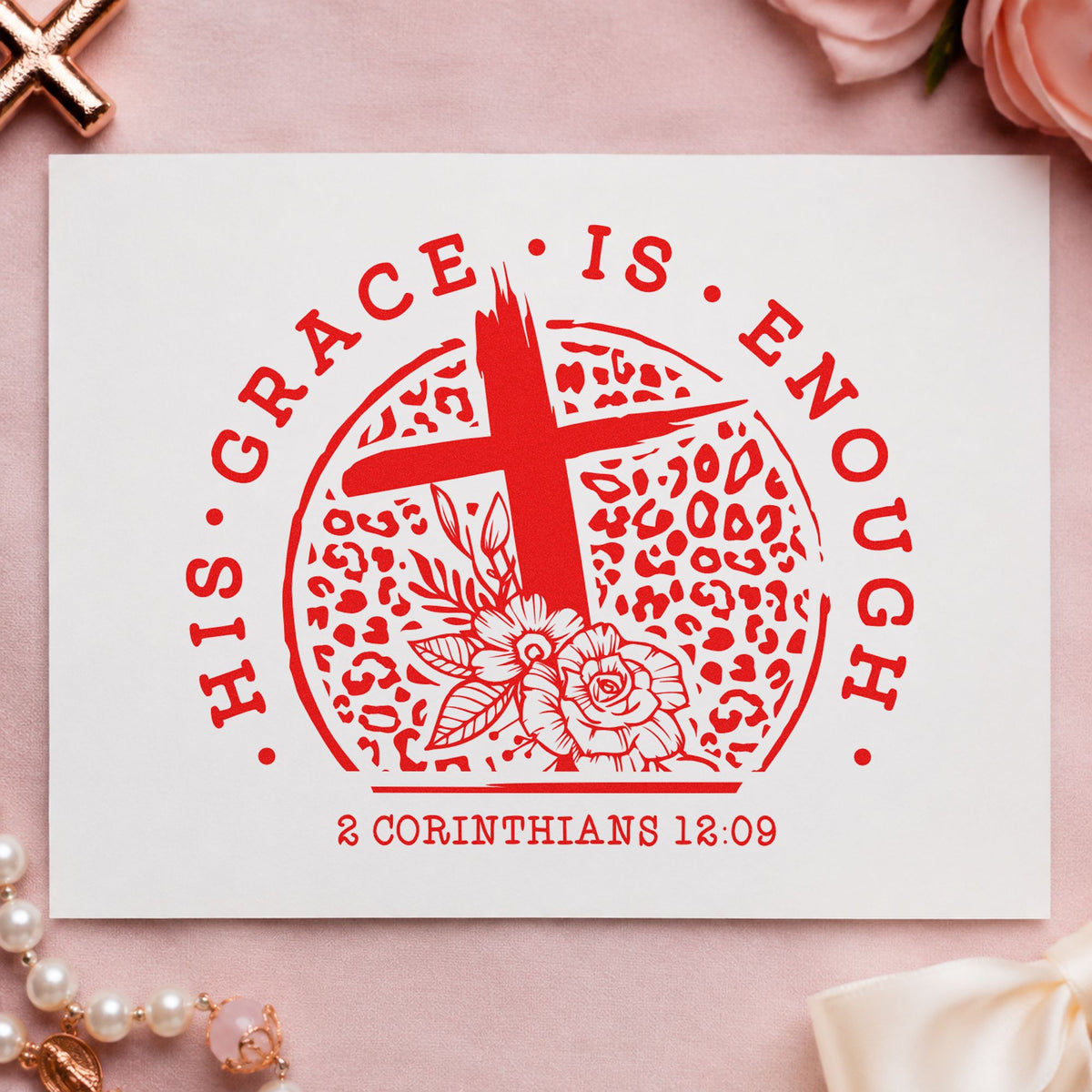 His Grace Is Enough Leopard Self-Inking Stamp in use 7