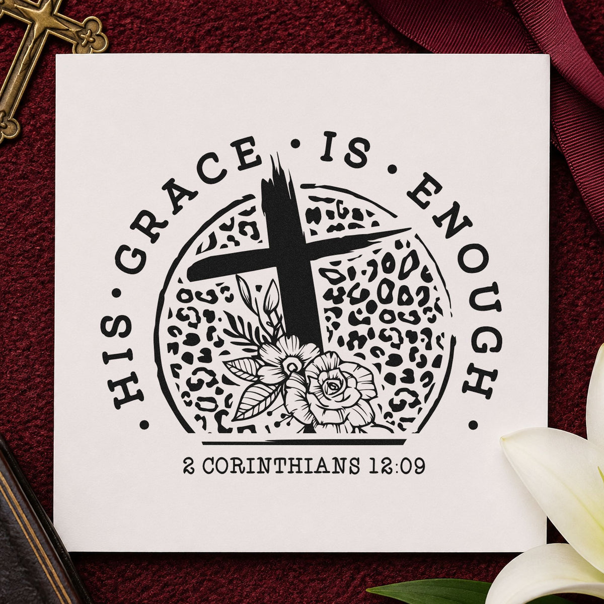 His Grace Is Enough Leopard Self-Inking Stamp in use 9