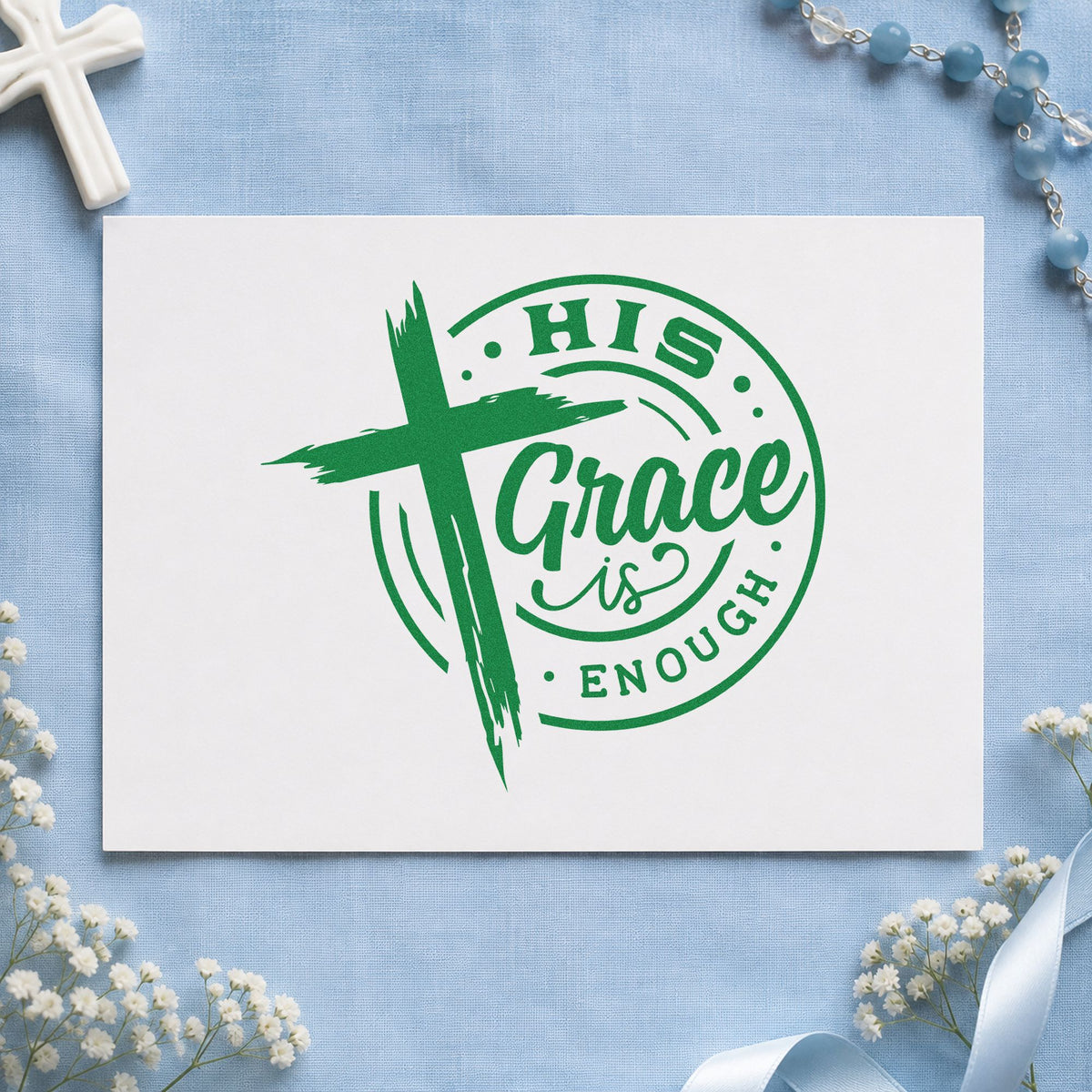 His Grace Is Enough Emblem PSI Pre-Inked Stamp in use 3