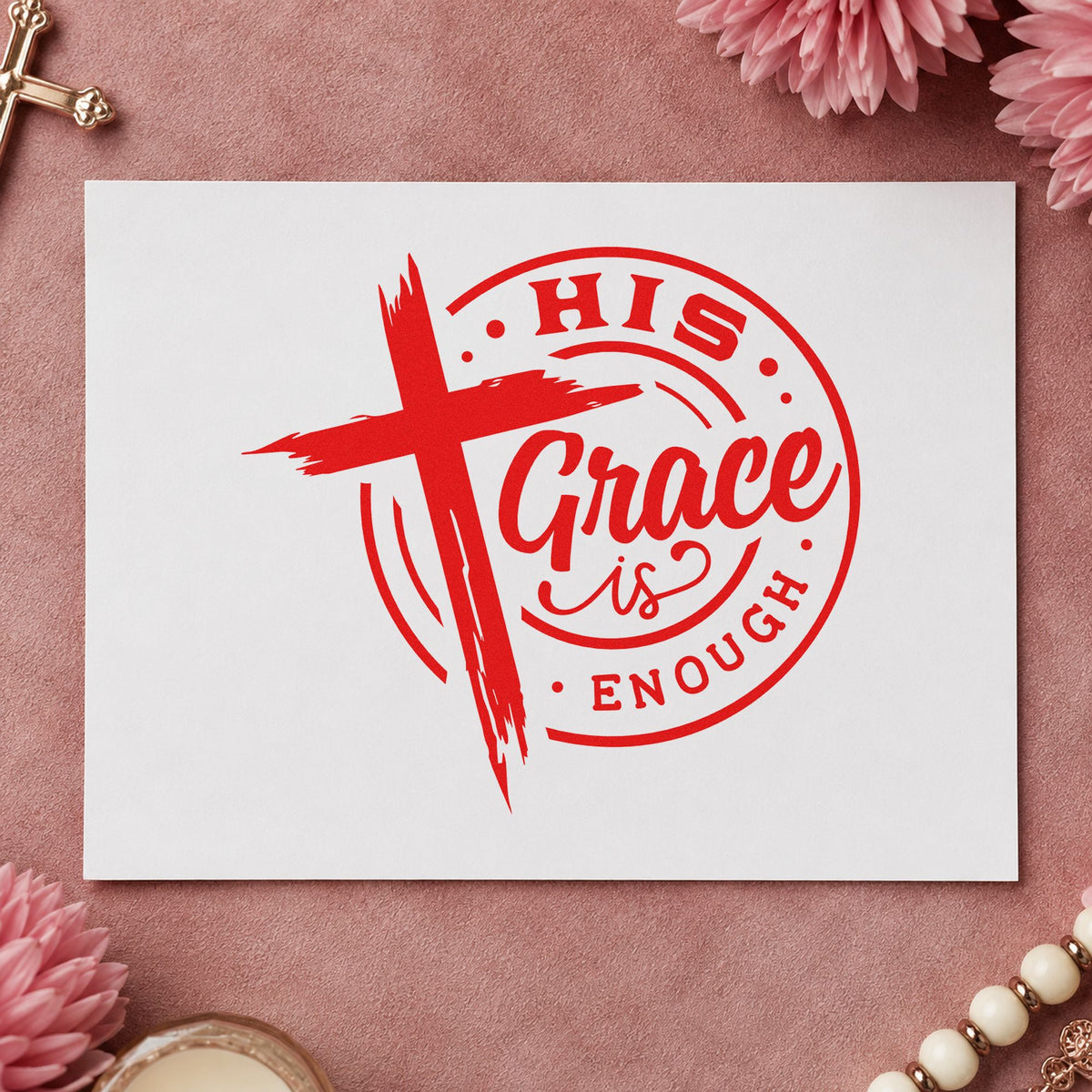 His Grace Is Enough Emblem Stamp – Slim Pre-Inked in use 7