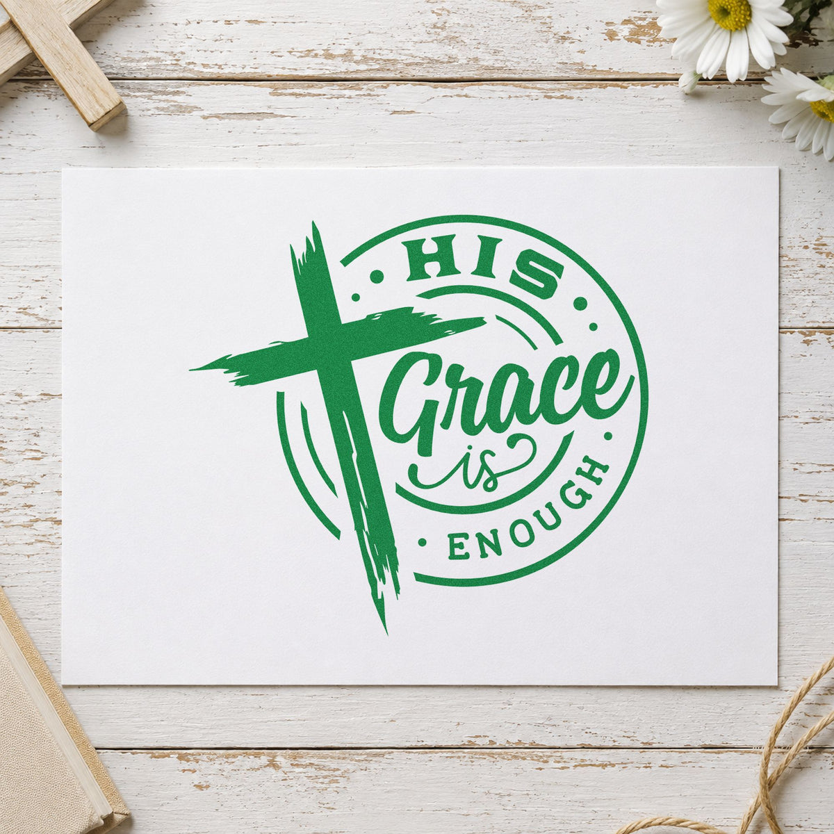 His Grace Is Enough Emblem Stamp – Slim Pre-Inked in use 8