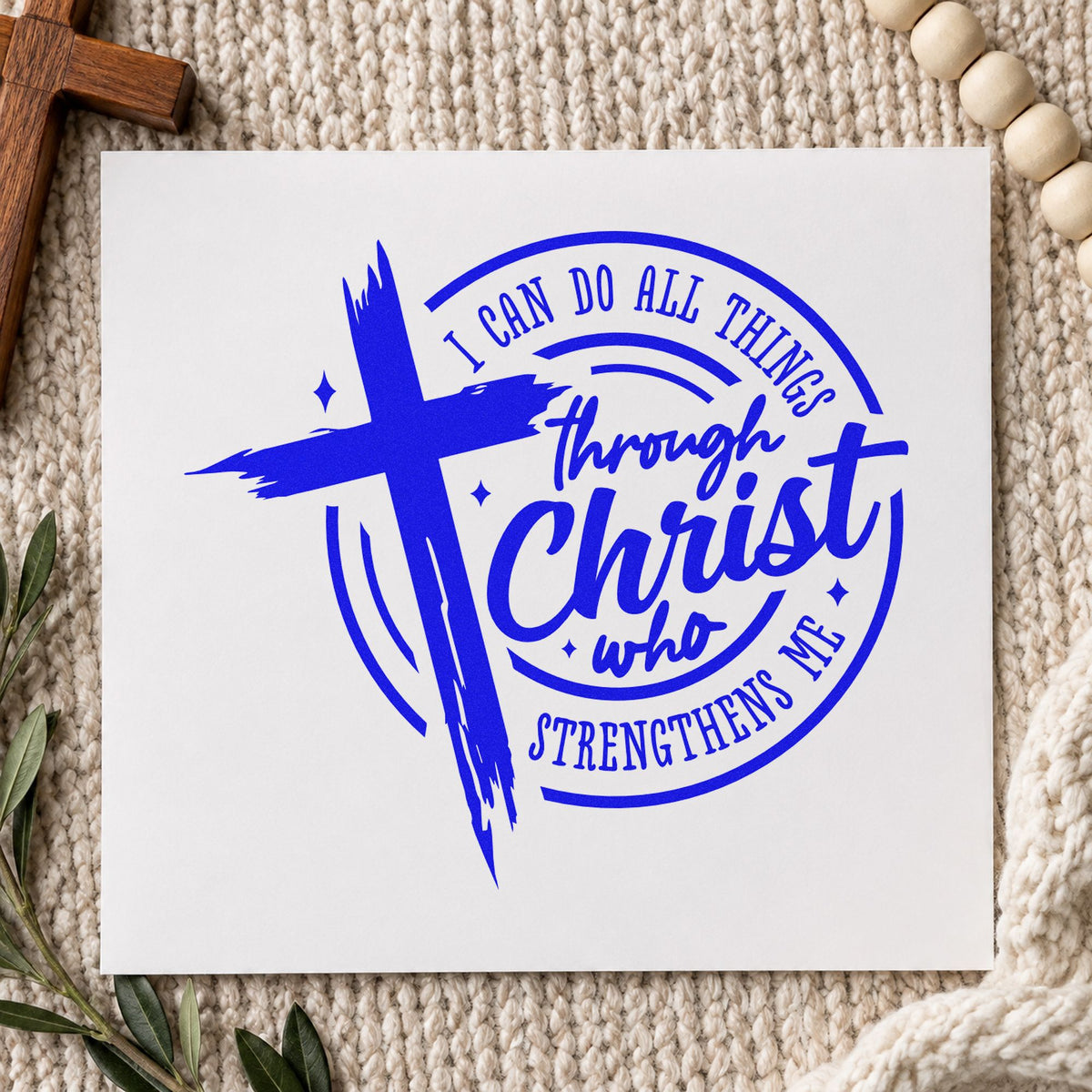 Self-Inking All Things Through Christ Badge Stamp in use 5
