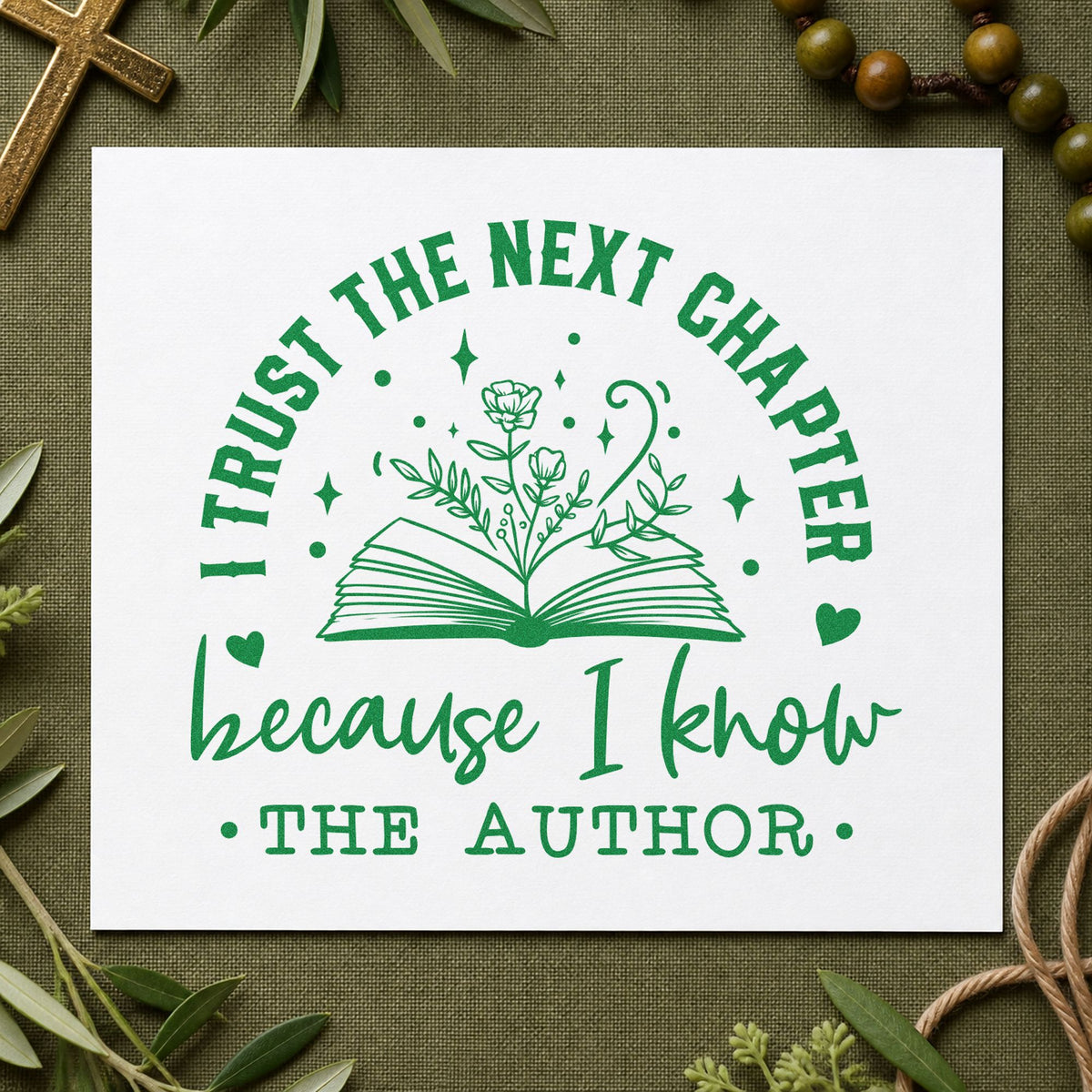 Trust The Author Open Book Floral Accents Hand Stamp – Duo in use 8